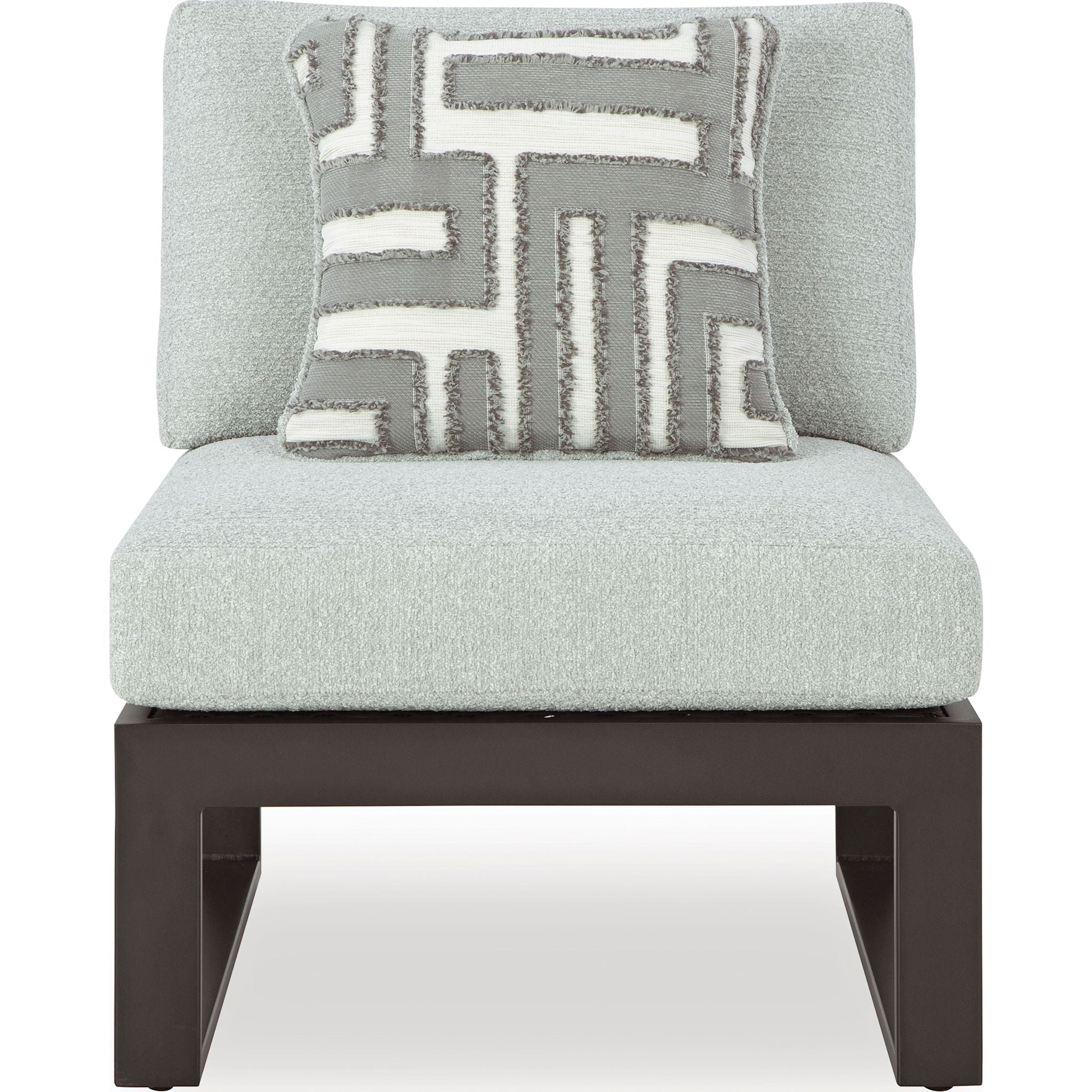 Beachloft Outdoor Modular Armless Chair with Cushion - Waterproof & UV Resistant Patio Furniture for Poolside, Garden, or Deck - Black/Gray - Perfect for Relaxing Outdoors