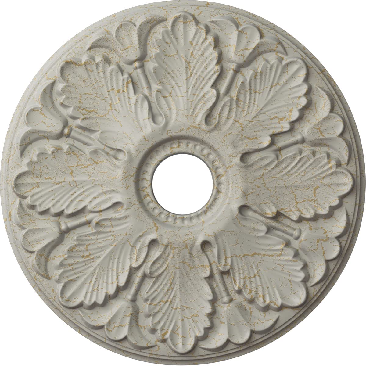 Ekena Millwork CM24MIPCC 24.5 Inch Milan Ceiling Medallion - Hand-Painted Pot of Cream Crackle Finish - 3.5 Inch Inner Diameter - Perfect for Dining Room, Living Room & Bedroom Ceiling Decor