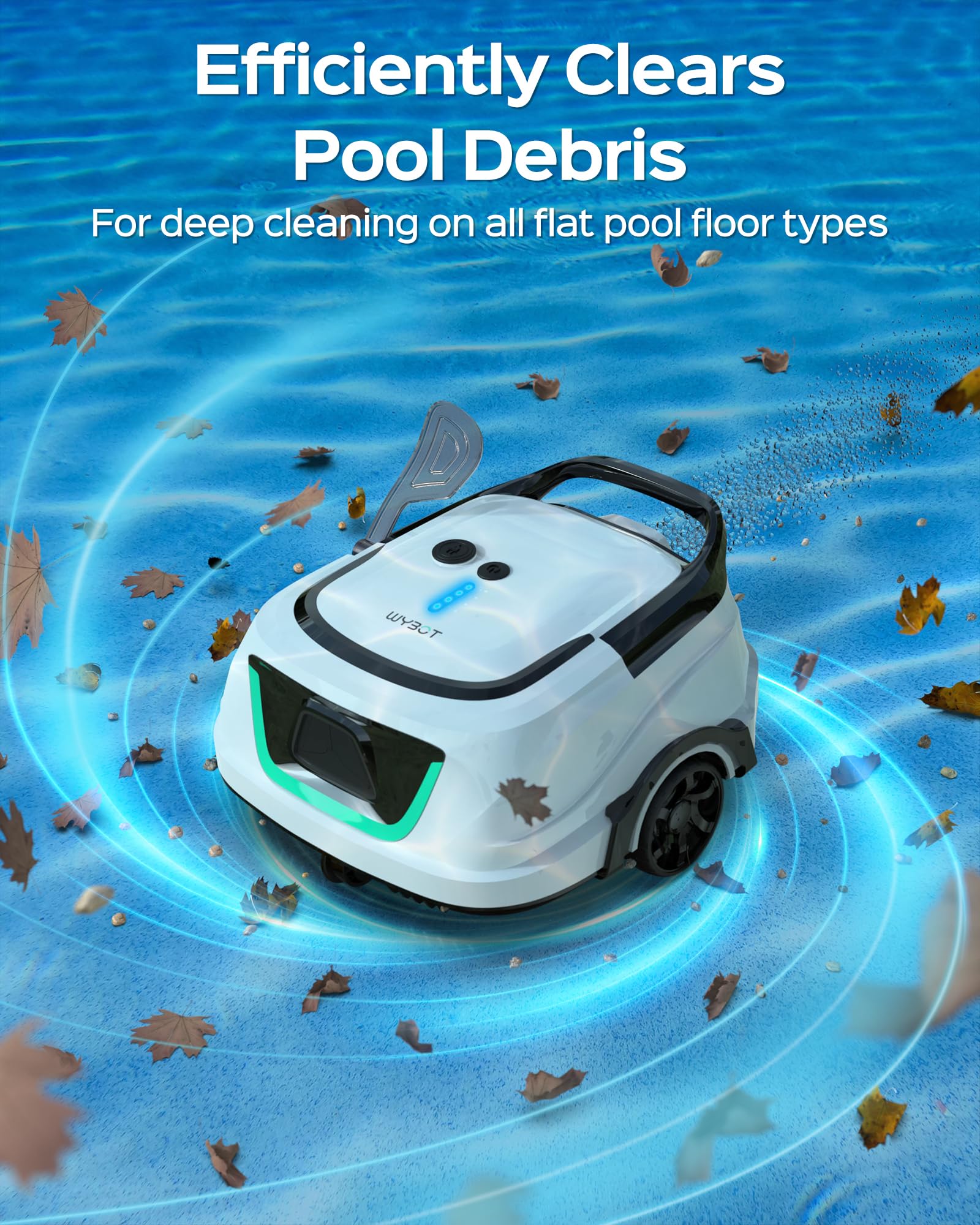 WYBOT A1 Cordless Robotic Pool Cleaner - 120 Min Runtime, 2.5H Fast Charge, Dual Filtration System, LED Indicators - Ideal for Above Ground & Flat Bottom Pools - Perfect for Inground Pools, Vinyl Liners, Concrete Pools & Weekly Maintenance