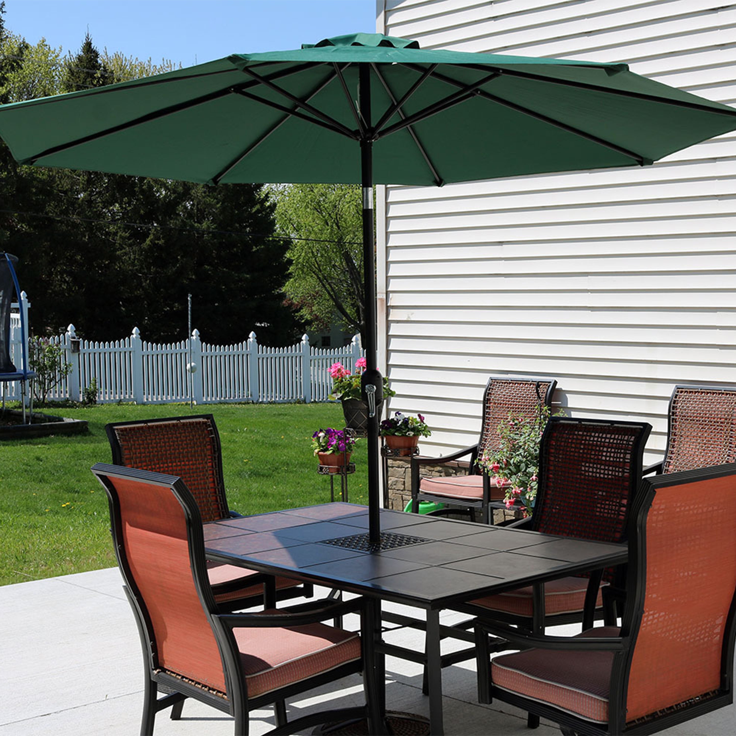 Sunnydaze 9-Foot Aluminum Outdoor Patio Umbrella with Tilt & Crank - Perfect for Poolside, Backyard, Deck, and Garden Shade