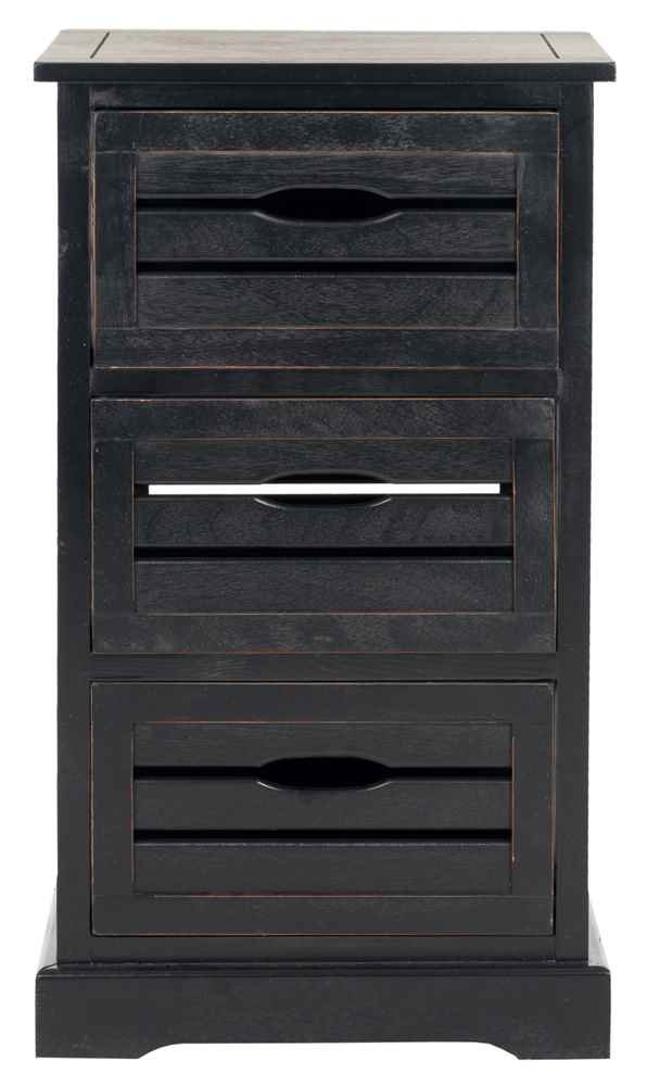 Safavieh American Homes Collection Samara Black 3-Drawer Cabinet - Stylish Storage Solution for Bedroom, Living Room & Office Organization