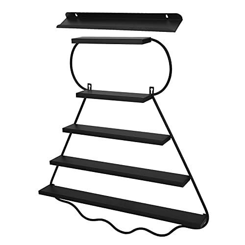 5-Tier Badminton Shaped Nail Polish Organizer with Storage Board - Black Nail Polish Display Rack for Salon, Home, and Professional Use - Perfect for Nail Art Storage & Beauty Salon Organization