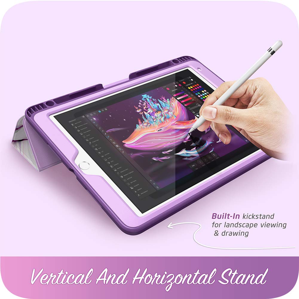 i-Blason Cosmo Case for iPad Air 3 (10.5 inch 2019 3rd Gen) & iPad Pro 10.5 (2017) - Trifold Stand Protective Cover with Built-in Screen Protector, Pencil Holder & Auto Sleep/Wake - Perfect for Work, Travel & School (Amethyst Purple)
