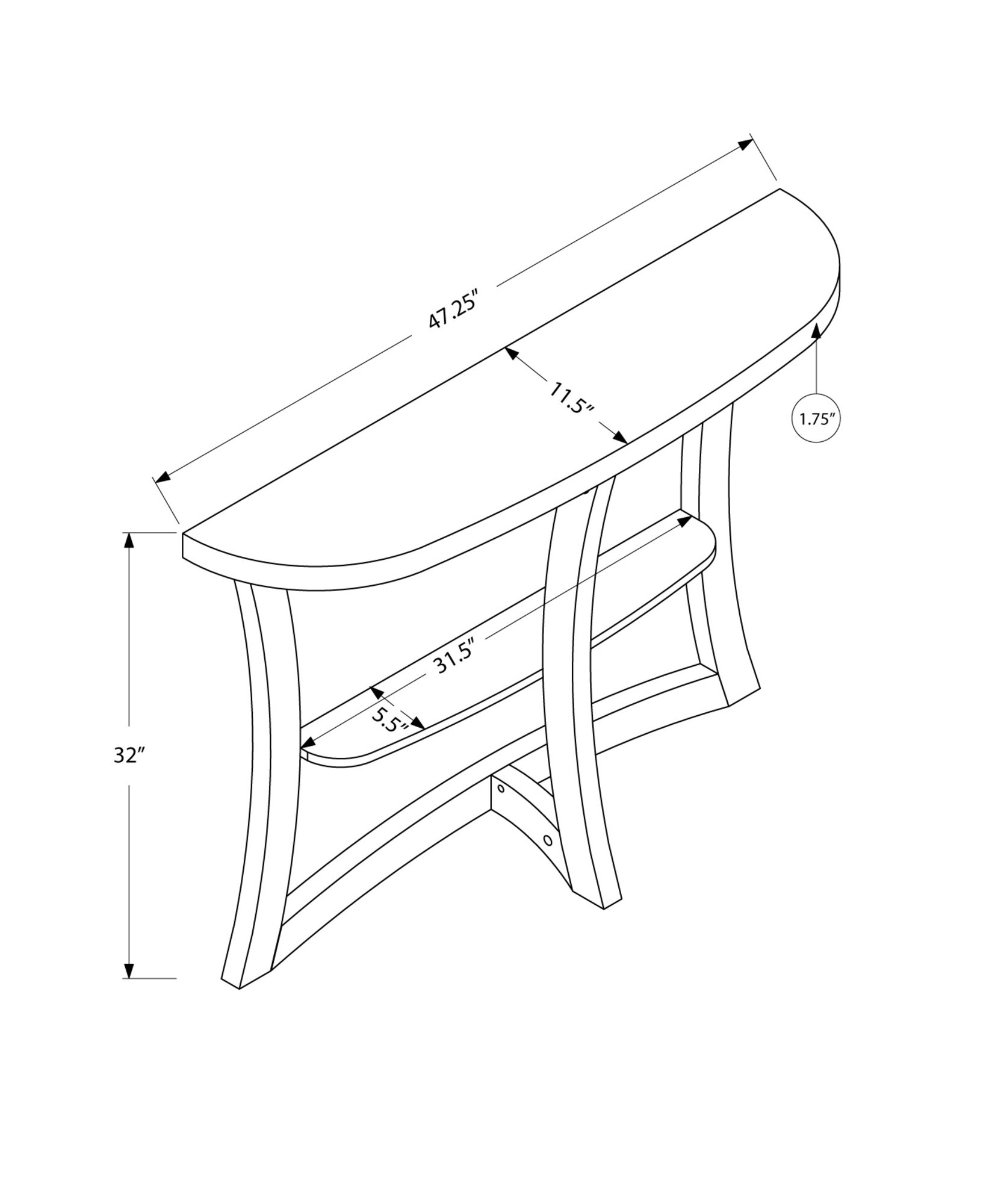 Monarch Specialties 2416 Modern Accent Console Table - 47.25