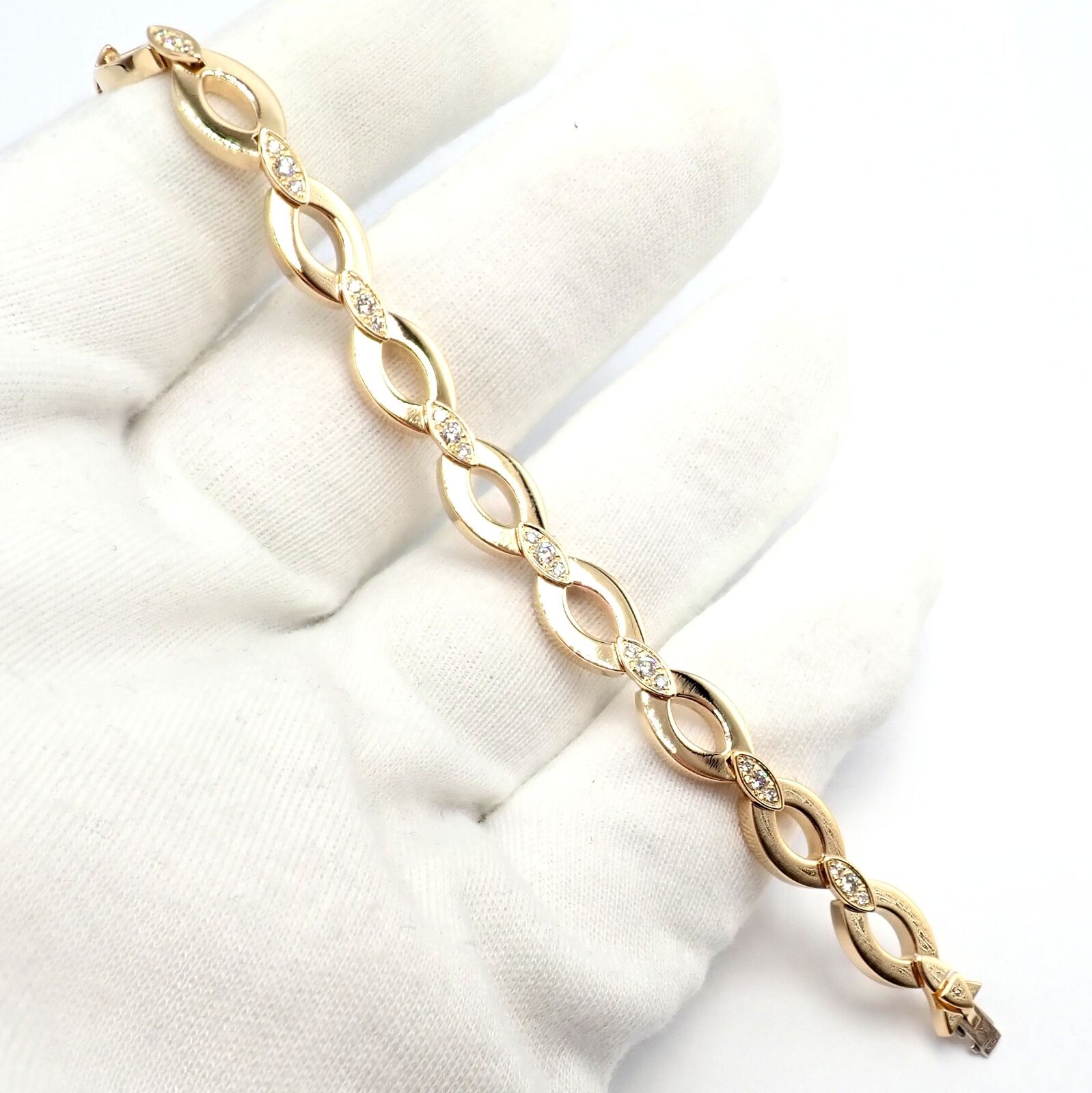 Authentic Cartier 18K Yellow Gold Diamond Diadea Link Bracelet & Earrings Set for Women - Luxury Jewelry Gift for Anniversary, Wedding & Special Occasions