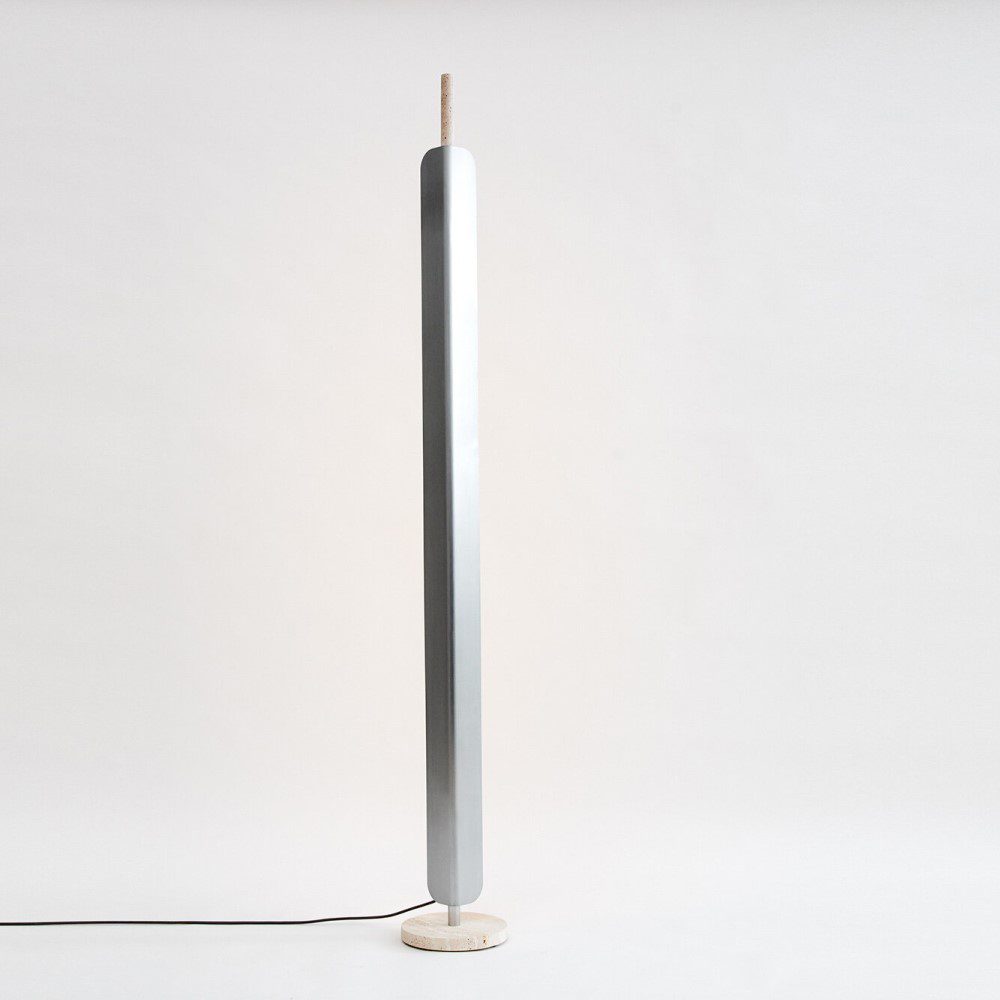 PRE ORDER Ben Tovim Design Formation Floor Lamp - Raw Travertine & Brushed Aluminum Modern Lighting for Living Room, Bedroom or Office Decor