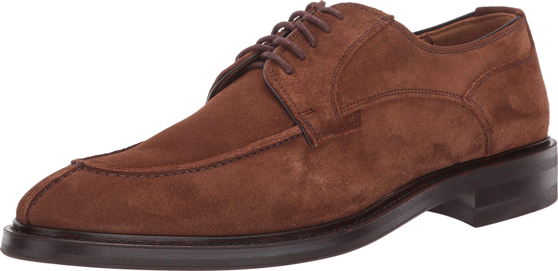 Aquatalia Men's Grady Suede Oxford Moc Toe Dress Shoes - Brown Leather Casual & Formal Footwear for Office, Wedding & Business Events