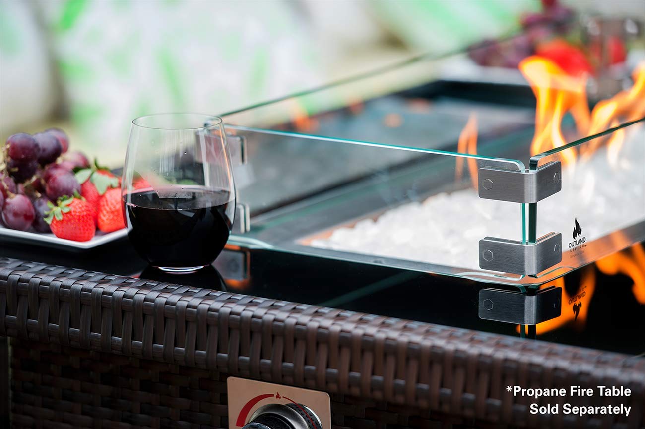 Outdoor Propane Fire Pit Table Accessories Set - Tempered Glass Lid, Wind Guard & Waterproof Cover for Series 401/403 | Perfect for Patio, Backyard & Camping Fire Pit Tables