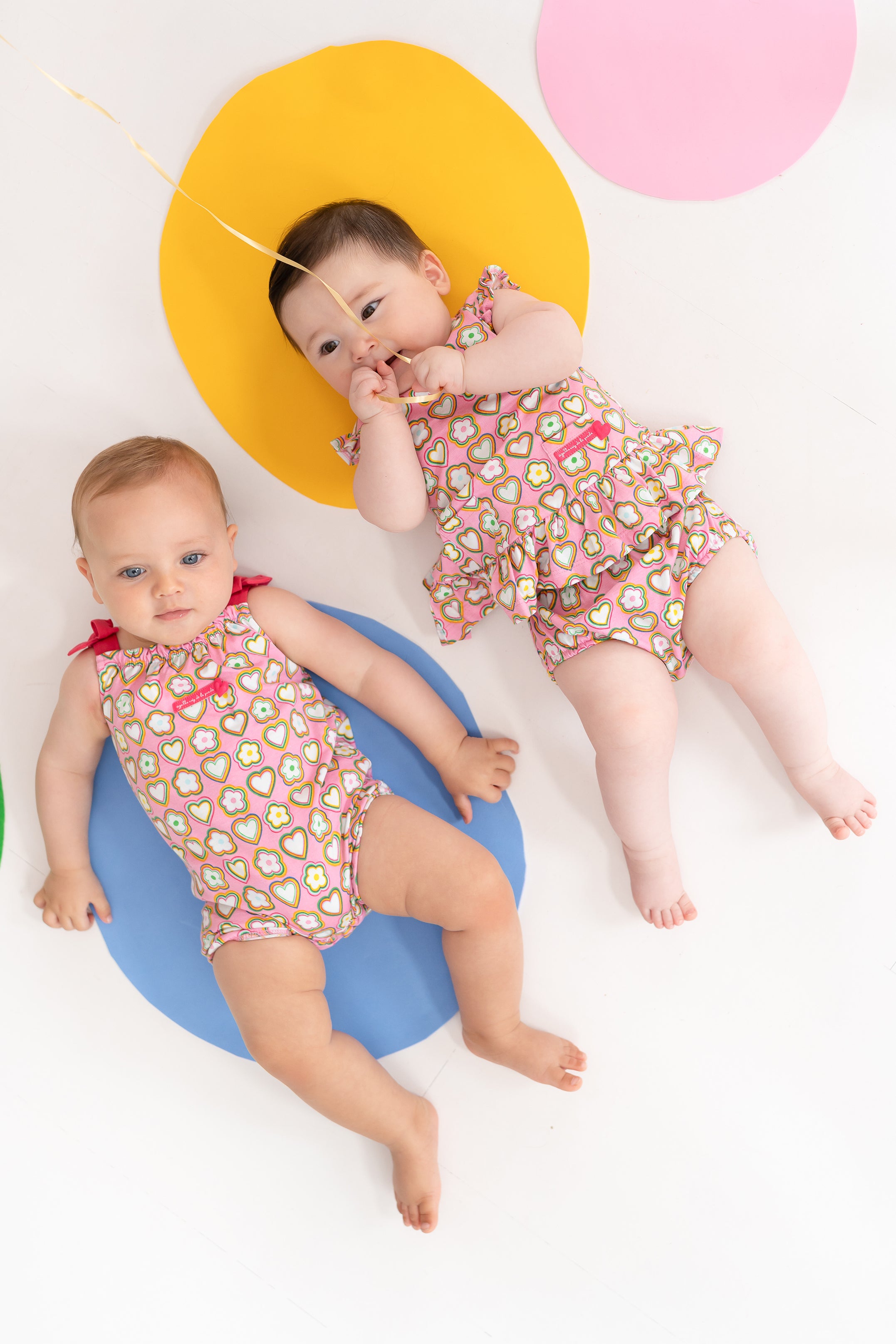 Leanna Pink, Yellow & Green Retro Floral Romper Jumpsuit - Vintage Style Summer Outfit for Women, Beach Party, Music Festival & Casual Wear