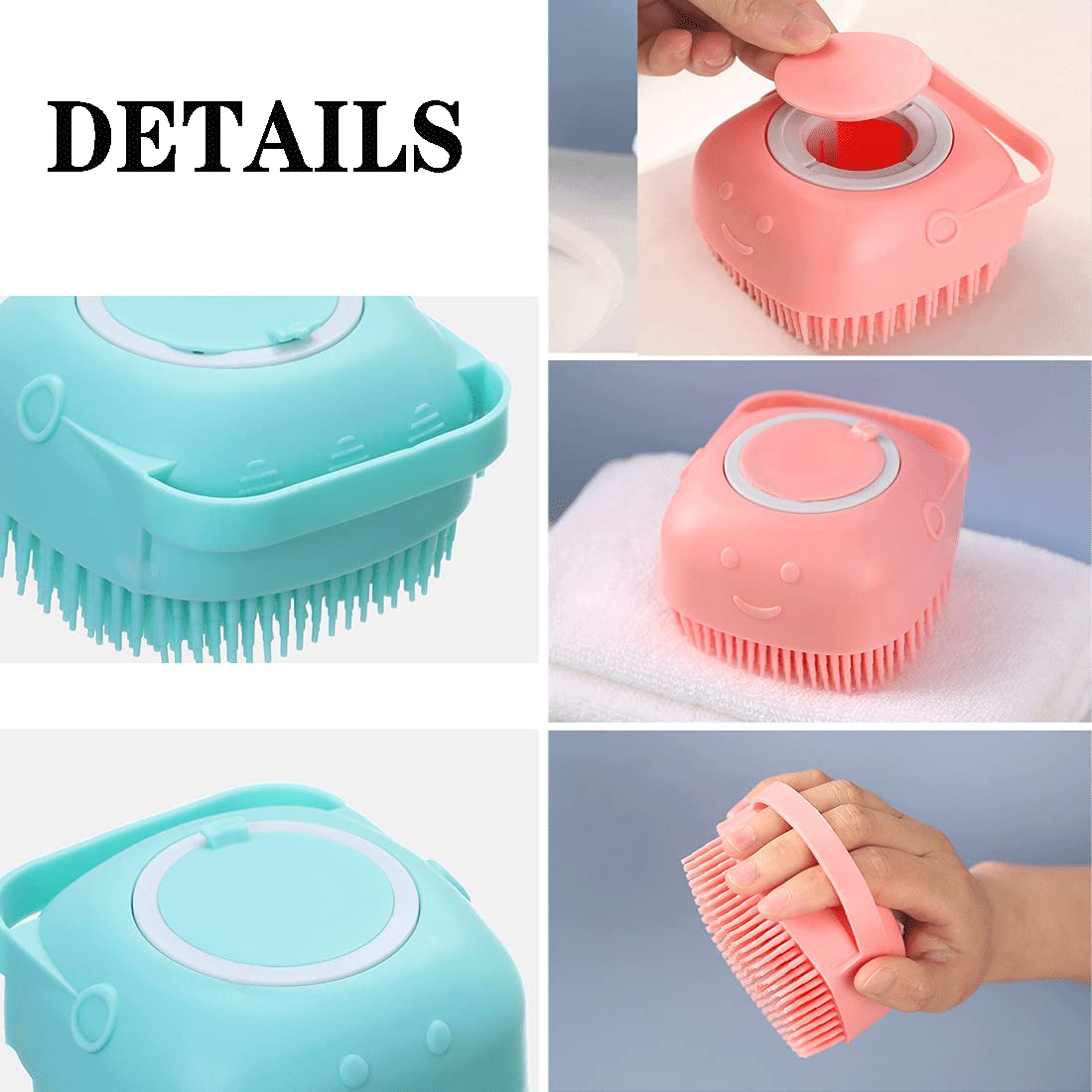 Reusable Silicone Body Brush with Shower Gel Dispenser - Soft Exfoliating Bath Massage Brush for Men, Women & Kids - Pet-Friendly Shower Loofah (Yellow) | Perfect for Spa Days, Gentle Skin Exfoliation & Relaxing Bath Time