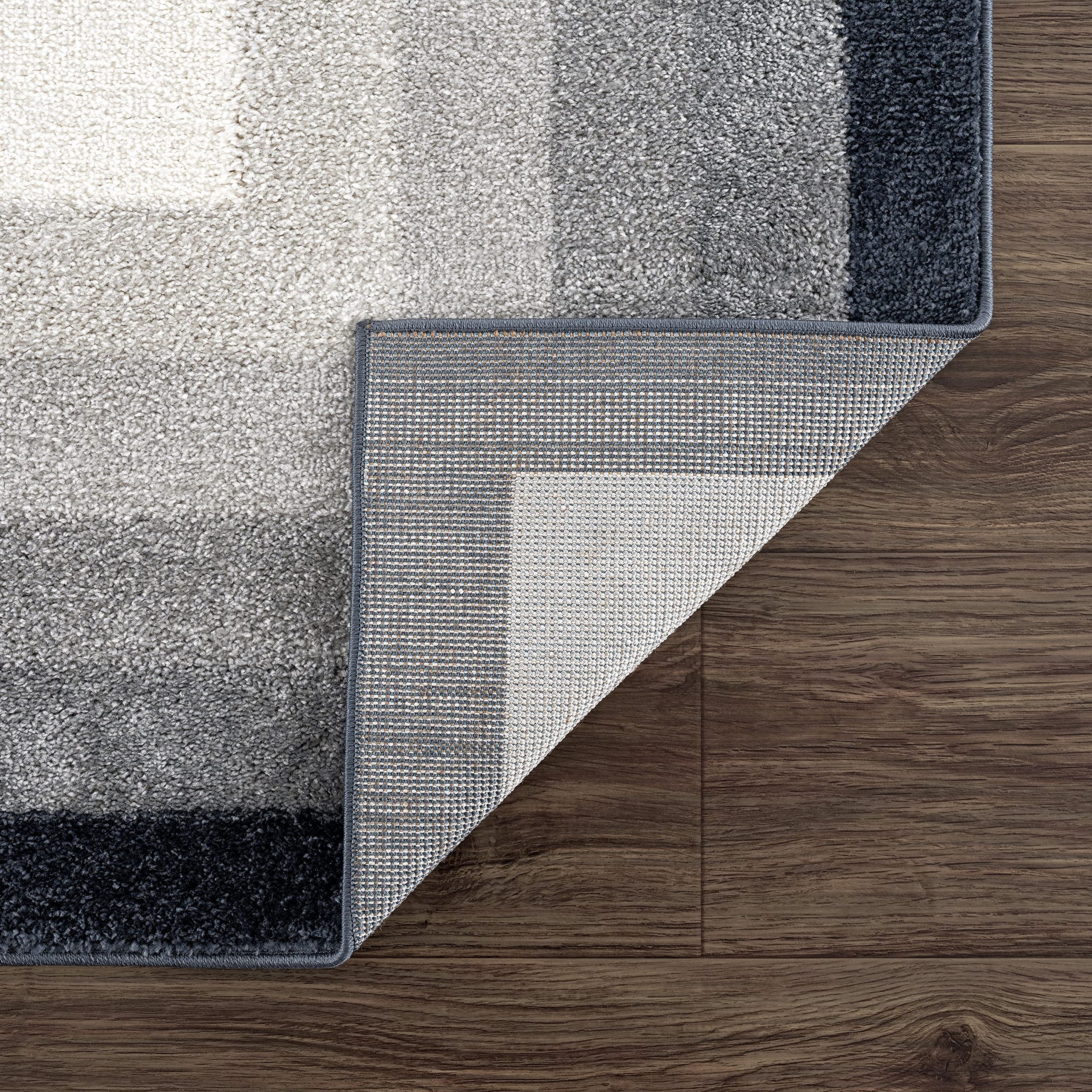 Abani Ivory Area Rug with Contemporary Tonal Grey Border - Modern 6’ x 9’ Dining Room Rug for Under Table - Soft Living Room Carpet, Bedroom Decor, Home Office Floor Mat
