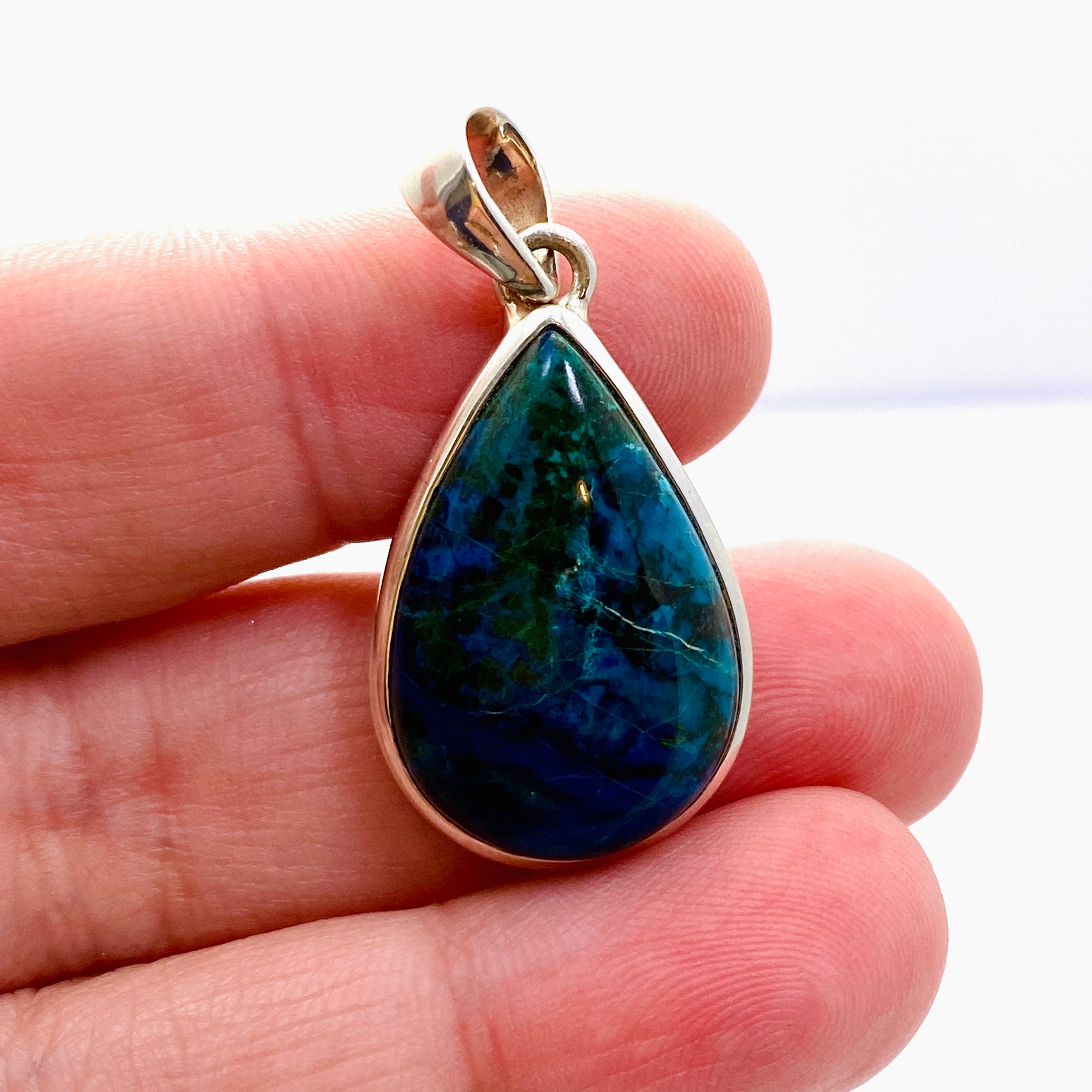 Natural Shattuckite Teardrop Cabochon Pendant - Handmade Blue Gemstone Jewelry PPGJ1004 for Healing, Meditation & Spiritual Gifts