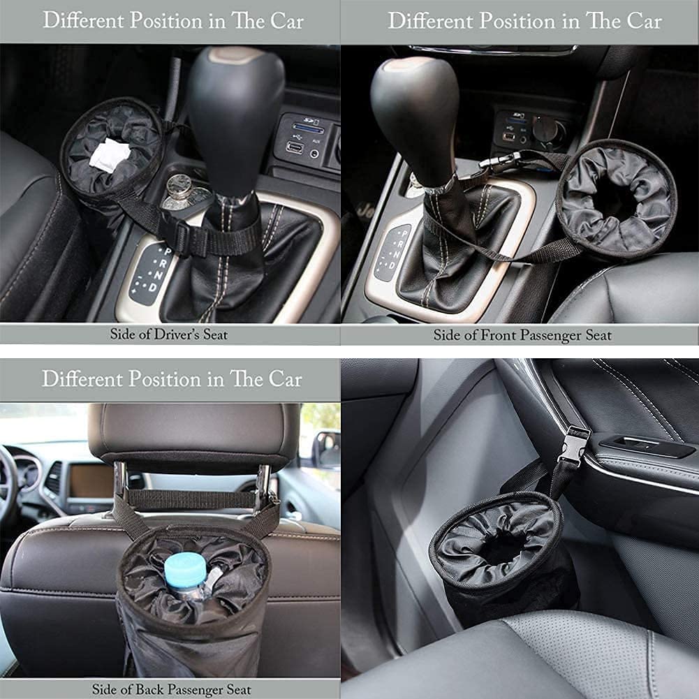 **2 Pack Waterproof Leakproof Car Trash Bag - Hanging & Detachable Trash Can for Car Console & Headrest - Perfect for Road Trips, Commuting & Travel (Asian)**