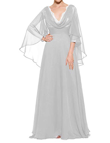 Elegant Mother of The Bride Dresses for Women - Flowy Chiffon Long Evening Gown with Flutter Sleeves | Perfect for Weddings, Formal Events & Special Occasions