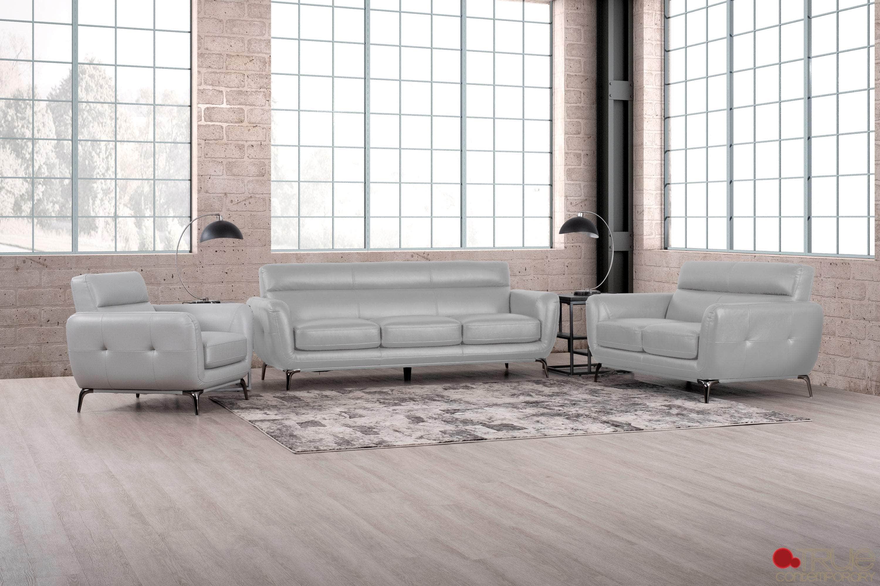 William 3-Piece Tufted Faux Leather Sofa Set with Loveseat - 2 Color Options | Modern Living Room Furniture for Small Spaces & Apartments