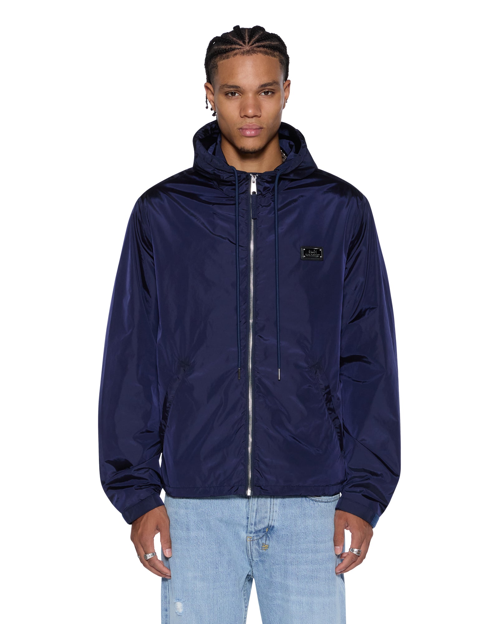 TEK Nylon Jacket for Men - Lightweight Waterproof Windbreaker - Navy Blue Outdoor Hiking & Travel Coat