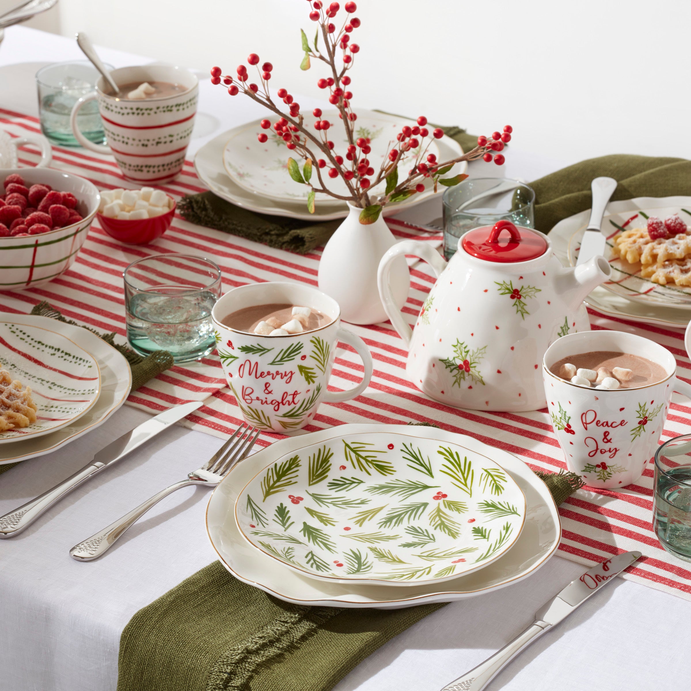 Bayberry 12-Piece Dessert Plate Set - Elegant Porcelain Dinnerware for Parties, Tea Time & Home Decor