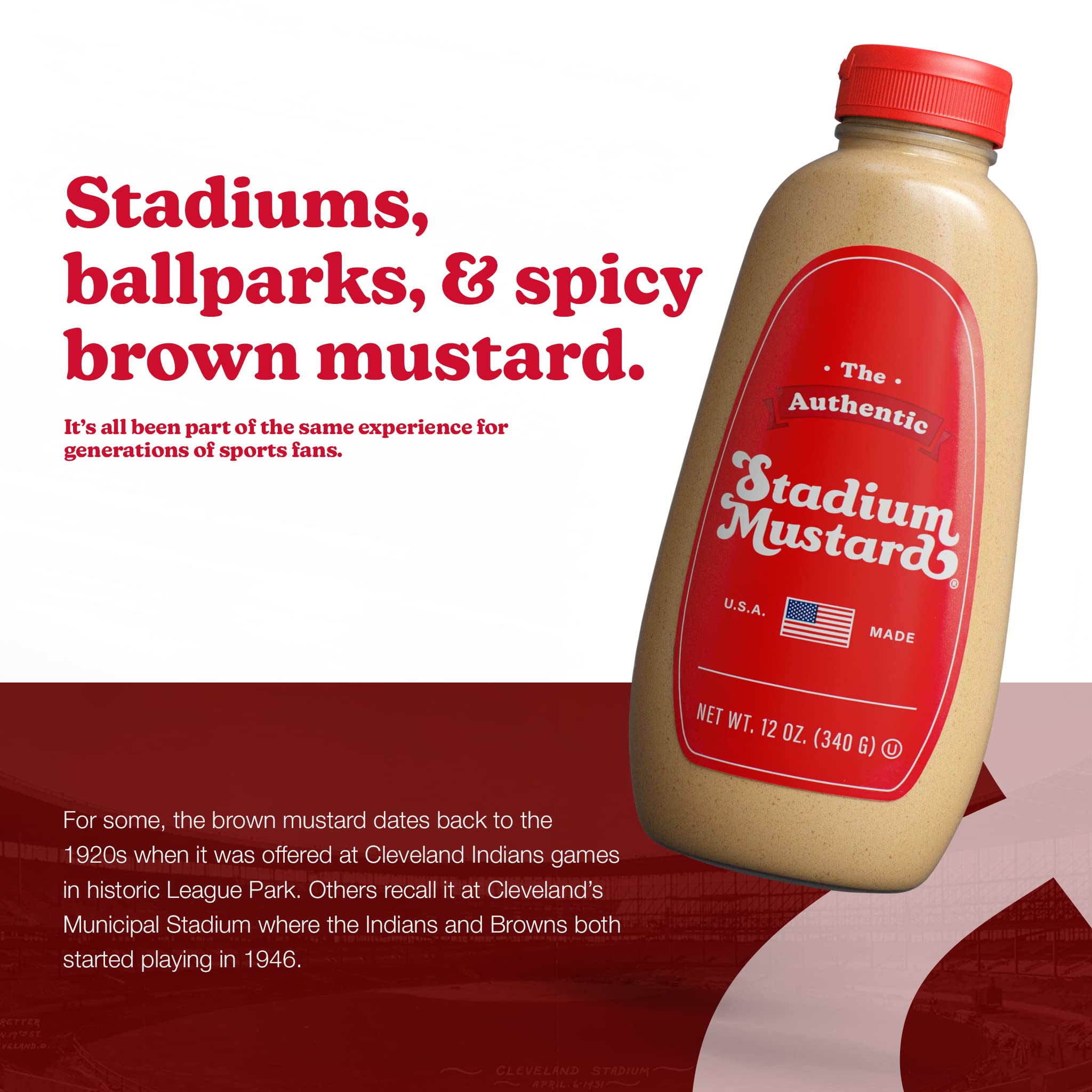 Authentic Stadium Mustard - Classic Hot Dog & Hamburger Condiment | Gluten Free, Sugar Free, Kosher, Fat Free | 12oz (Pack of 3) | Perfect for BBQs, Picnics & Game Day Snacks
