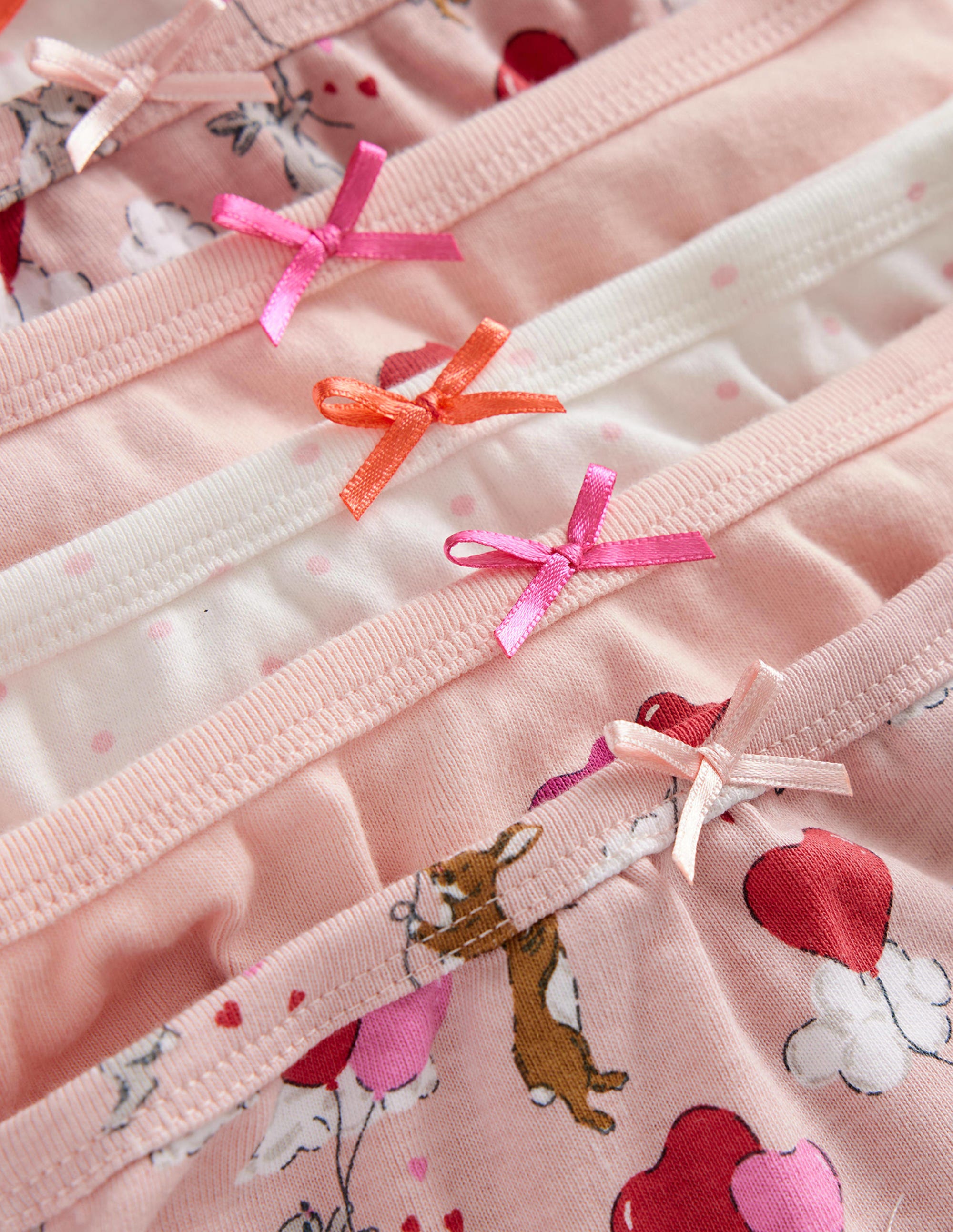 7 Pack Women's Cotton Underwear with Pink Bunny Hearts Design - Soft Breathable Panties for Everyday Comfort & Cute Loungewear