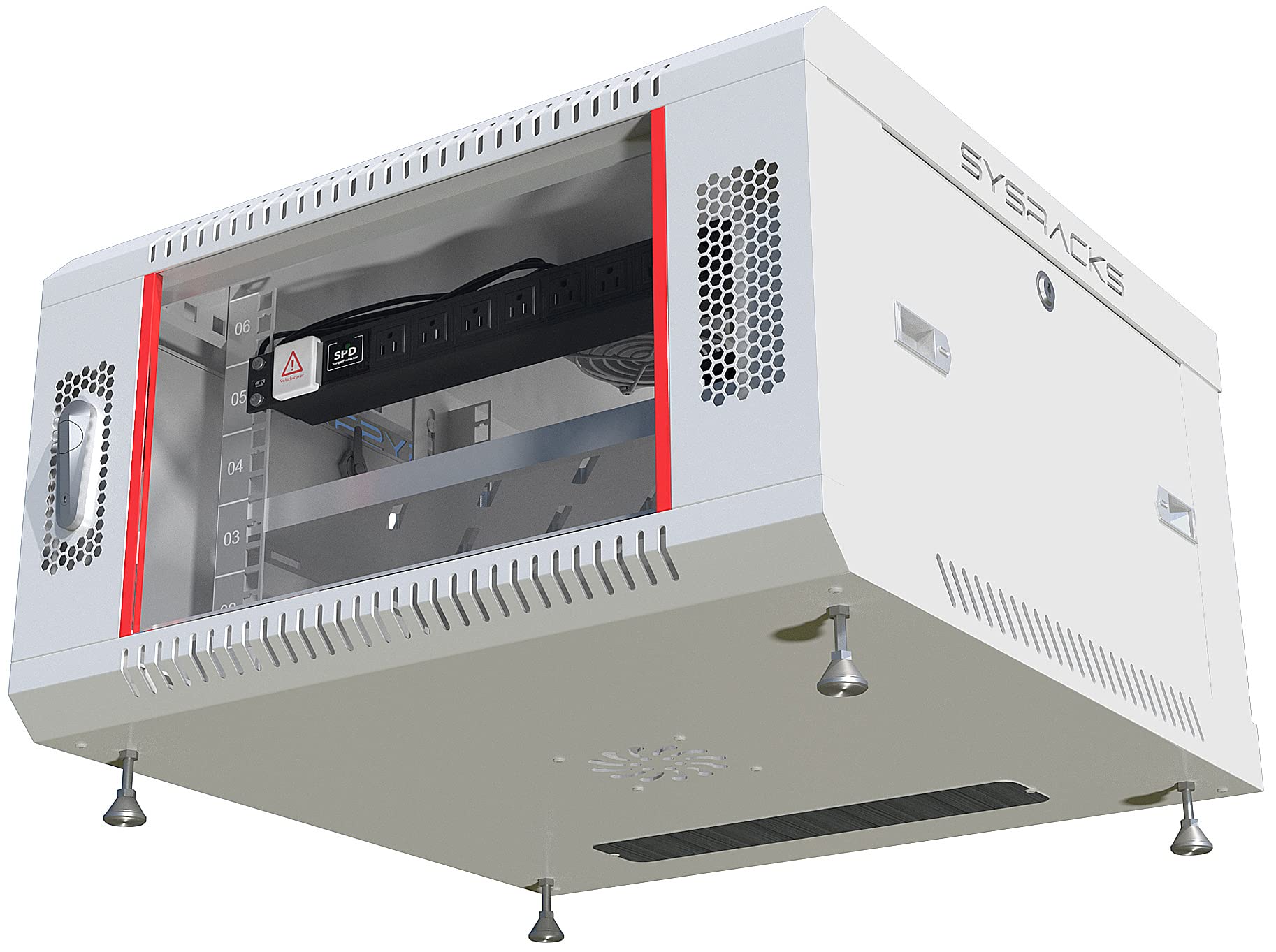 6U Wall Mount Server Rack Cabinet - Secure Locking Network & AV Equipment Enclosure for Electronics, Data, Audio Video - Includes Legs, Power Strip, Shelf & Cooling Fan - 24-Inch Deep (Light Grey) - Perfect for Home Office, Data Centers & Professional AV Installations