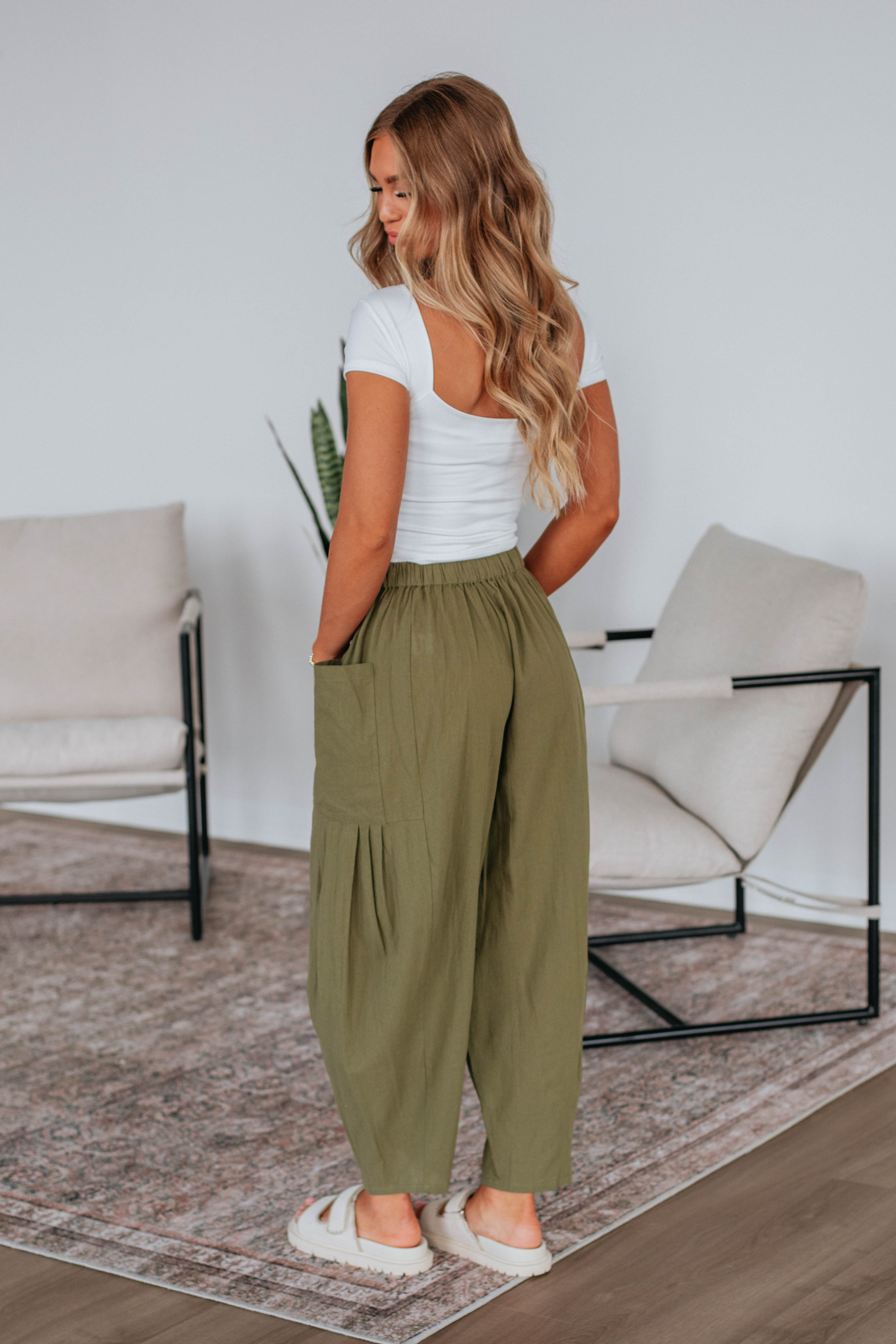 Adeera Women's Casual Pants - Burnt Olive Color, High Waisted Comfortable Trousers for Work, Travel & Everyday Wear