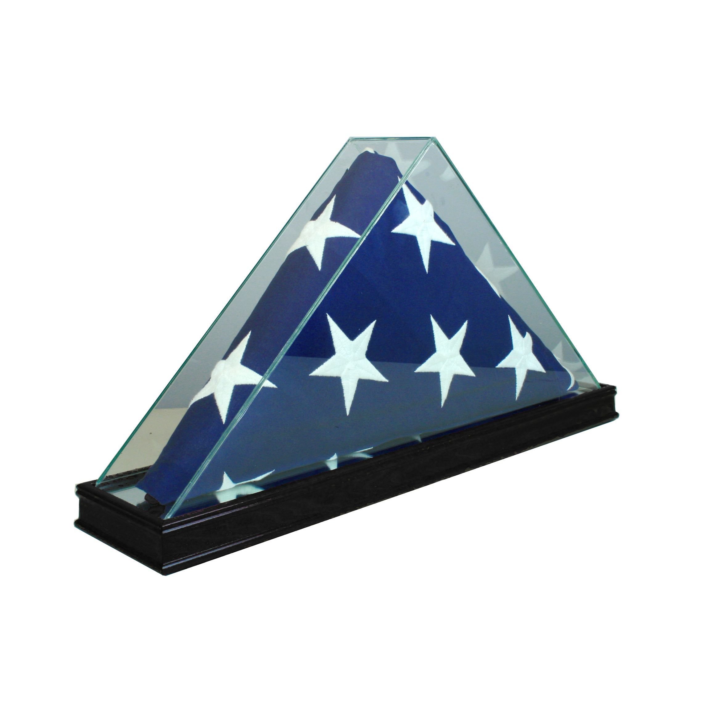 Premium All-Glass Flag Display Case for 9.5' x 5' American Flags - Perfect for Home, Office & Military Memorial Displays