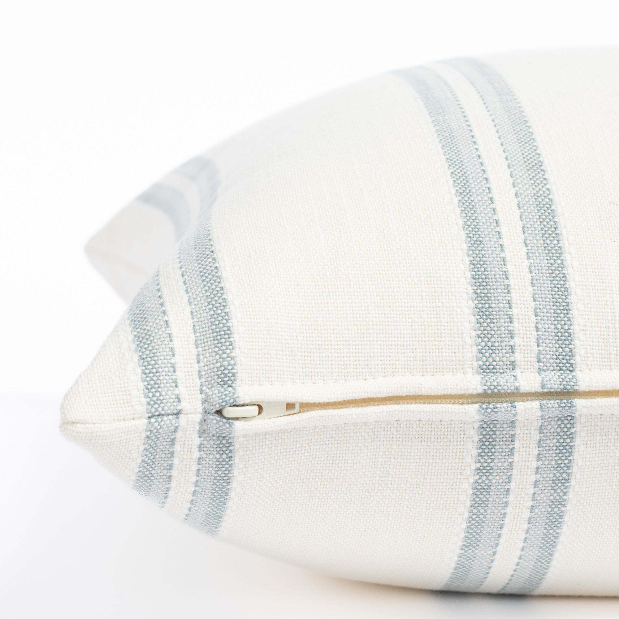 Riviera Stripe 22x22 Outdoor Pillow Cover - Water-Resistant Decorative Throw Pillow for Patio, Porch, Poolside & Garden - Mist Blue & White Striped Design
