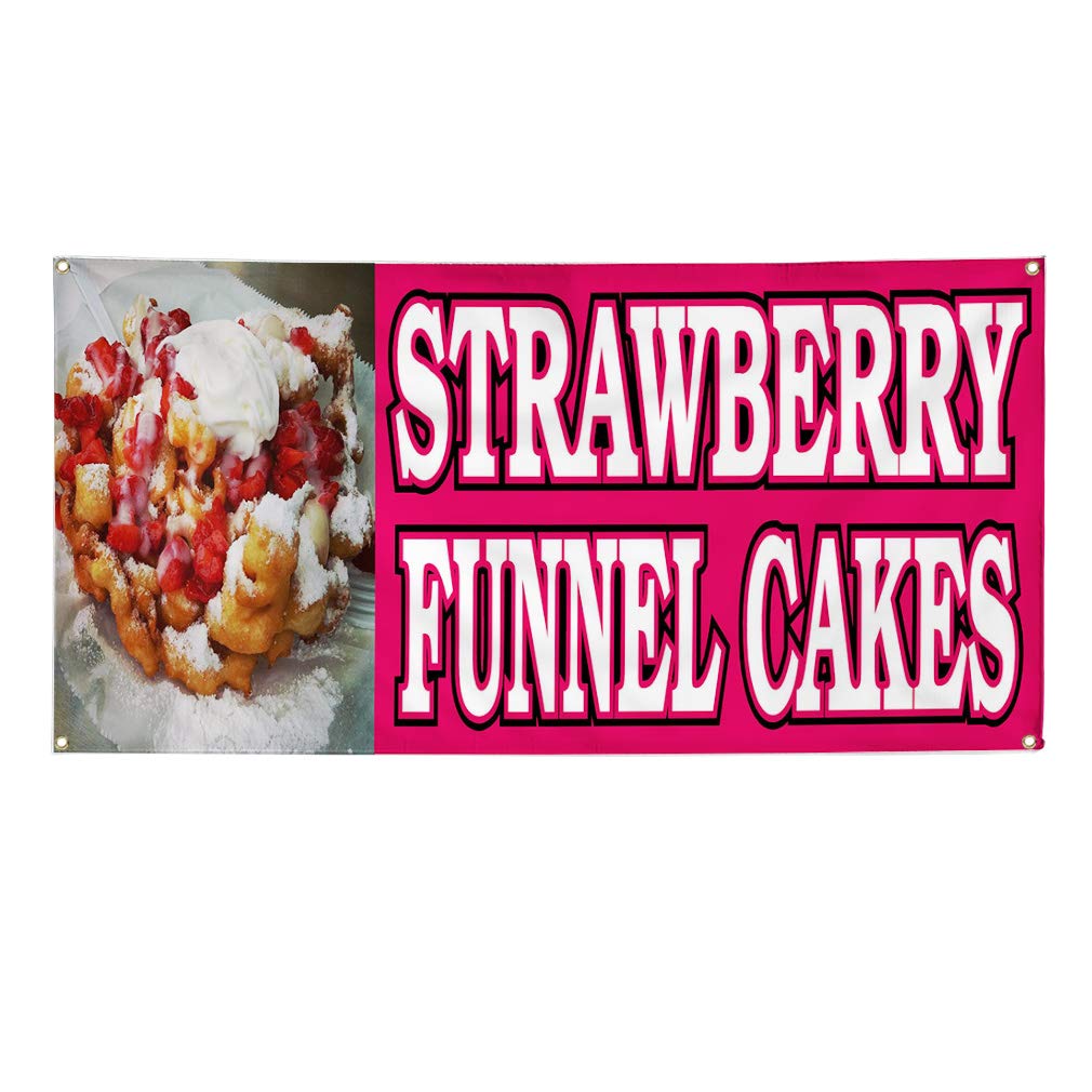 Premium Vinyl Banner - 48x96 Inches with 8 Grommets | Weatherproof Outdoor Sign for Strawberry Funnel Cake Restaurants, Food Bars & Industrial Yard | Multiple Sizes Available - Perfect for Outdoor Advertising, Events & Business Promotion