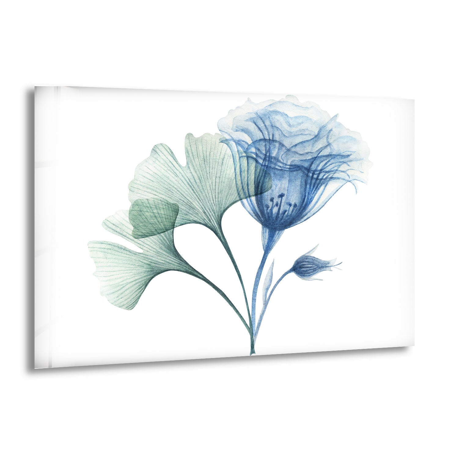 Blue Bloom Wall Art - Elegant Floral Glass Print for Modern Home Decor | Perfect for Living Room, Bedroom & Office Wall Decoration