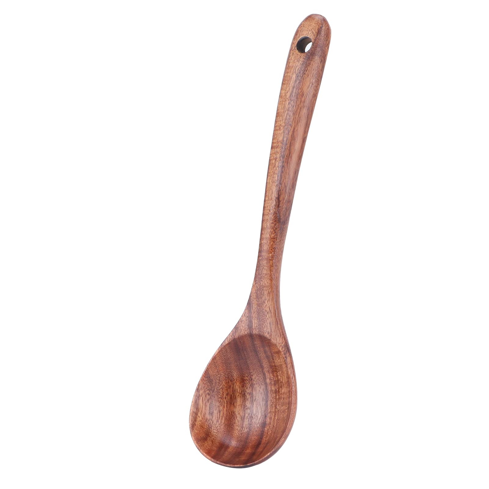 Premium Teak Wood Soup Spoon - Rustproof Kitchen Spoon with Hanging Hole for Restaurants & Home Cooking - Perfect for Serving Soups, Stews, and Desserts