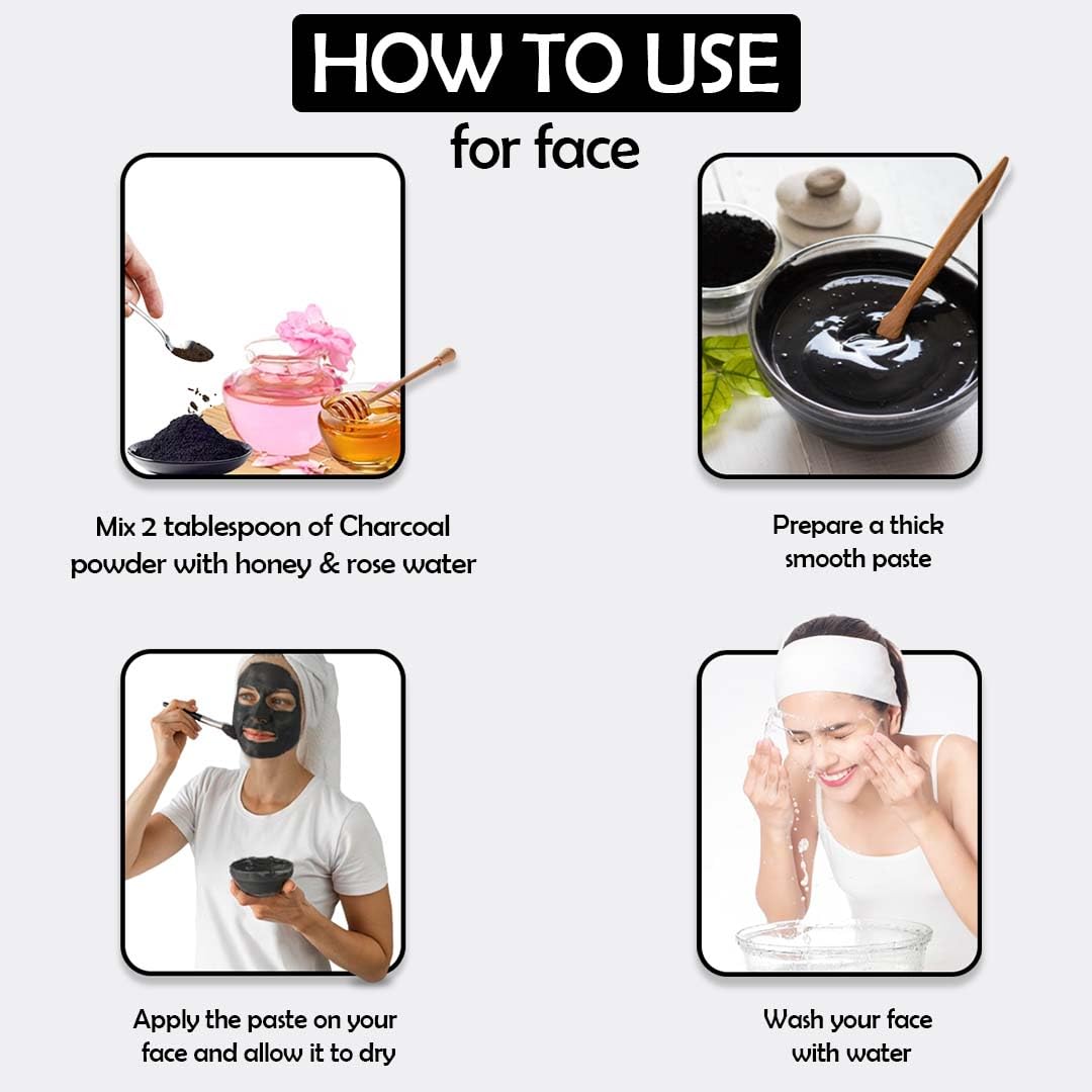 Pure Activated Charcoal Powder for Detox & Beauty - Deep Pore Cleansing to Remove Impurities, Toxins & Excess Oil (120g) | Perfect for Skin Perfection, Face Masks & Body Scrubs