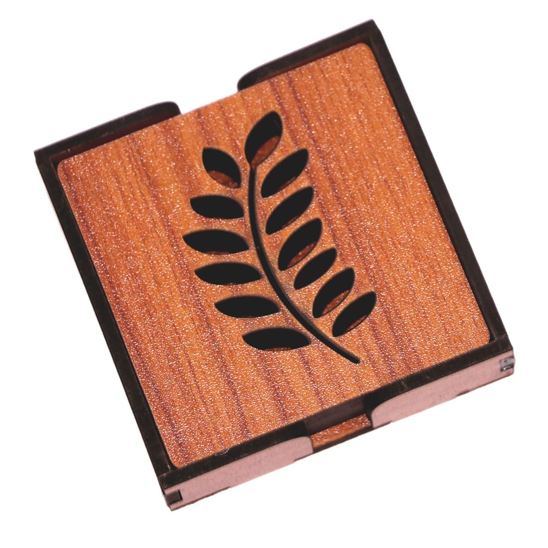 Hira Wood Art Coasters Set of 6 - Natural Wood Drink Coasters for Coffee, Tea, Beer & Wine - Absorbent Wooden Coasters for Dining Table, Bar & Home Decor - Perfect for Mugs, Glasses & Tumblers
