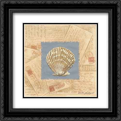Phillips Anita 15x15 Black Ornate Framed Double Matted Museum Art Print - Fan Shell Postcard Wall Decor for Living Room, Bedroom & Office
