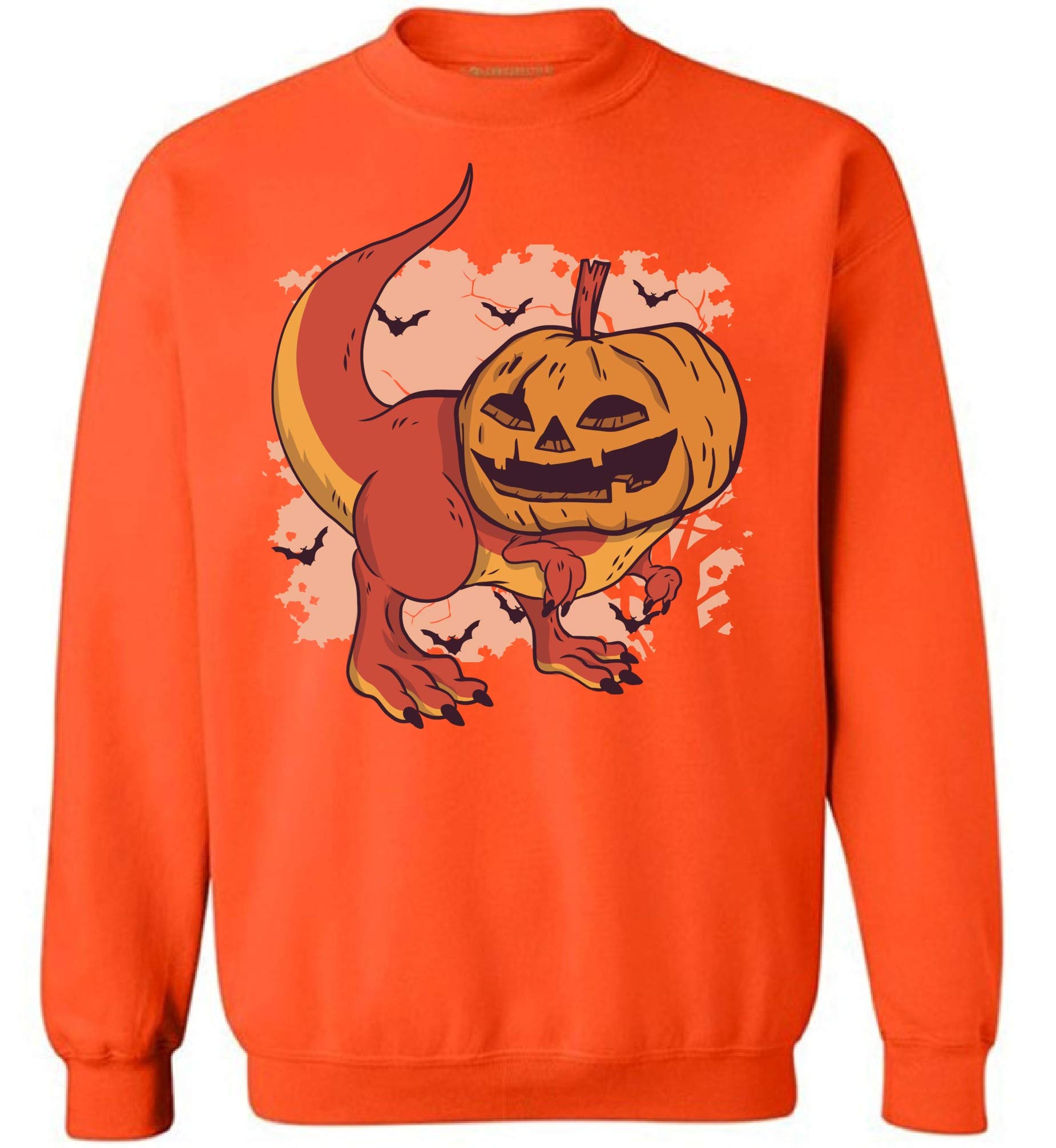 Halloween Pumpkin Dinosaur Sweatshirt for Boys & Girls | Cute Fall Crewneck Top | Trick-or-Treat Costume & School Outfit