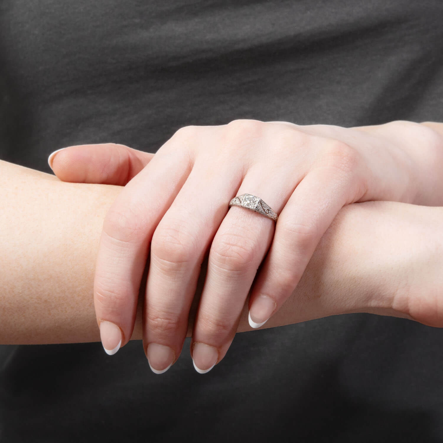 Tiffany & Co Art Deco Platinum Diamond Ring - Vintage Engagement Ring for Women, Wedding Band, Anniversary Gift, Luxury Jewelry for Special Occasions