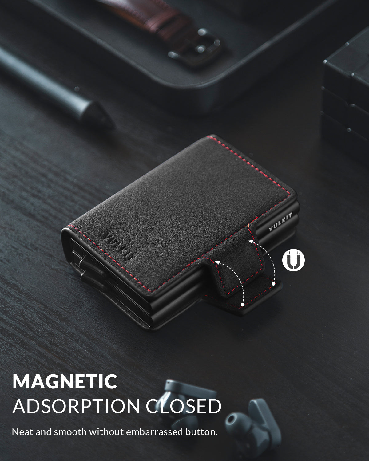VC200d Alcantara Leather Double Aluminum Card Holder - Slim RFID Blocking Wallet for Men & Women - Perfect for Travel, Business & Everyday Use