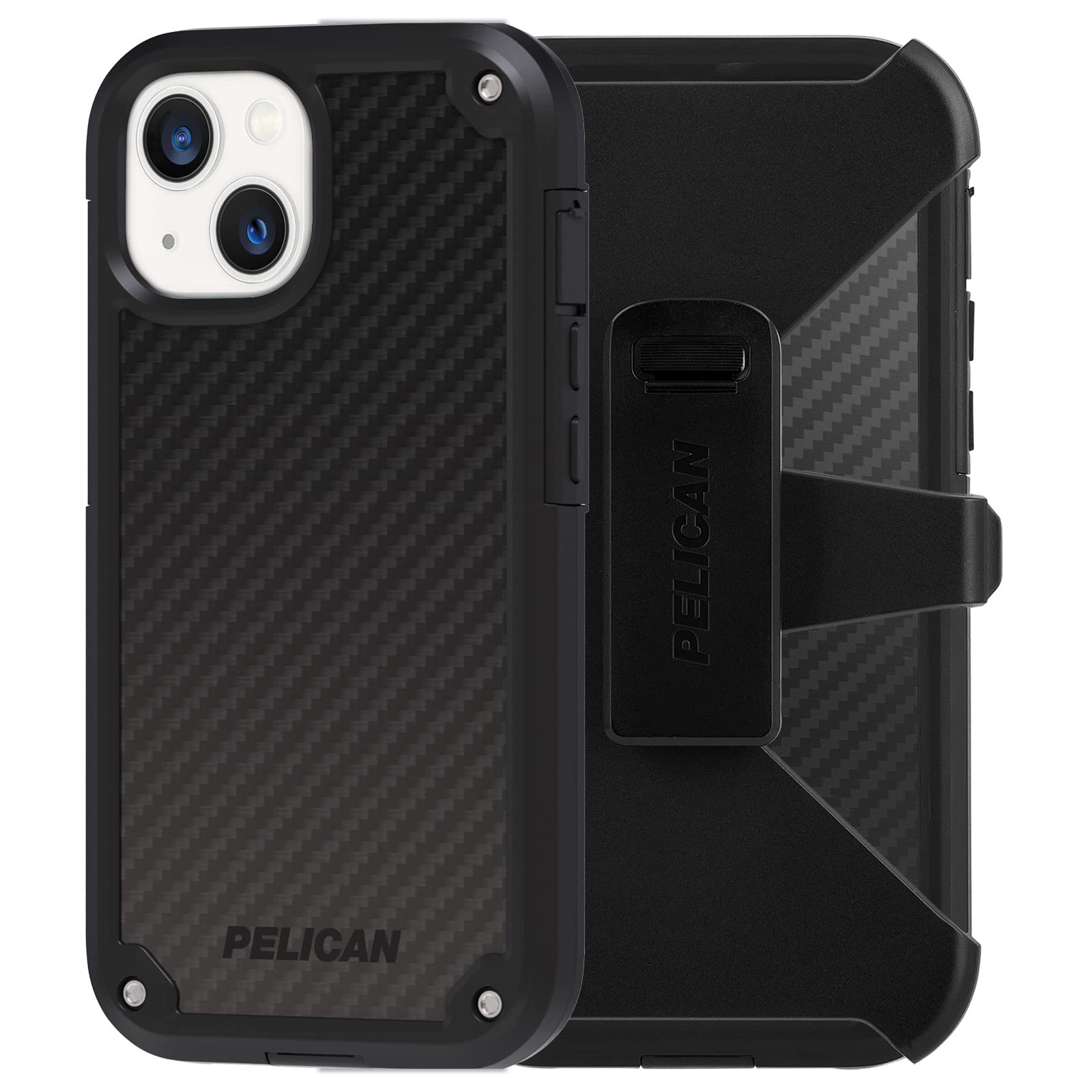 Pelican Shield Series - Military Grade iPhone 13 Case with 21ft Drop Protection | Wireless Charging Compatible | Heavy Duty Rugged Cover with Belt Clip Holster & Kickstand | Perfect for Outdoor Adventures, Construction Work & Extreme Sports - Black