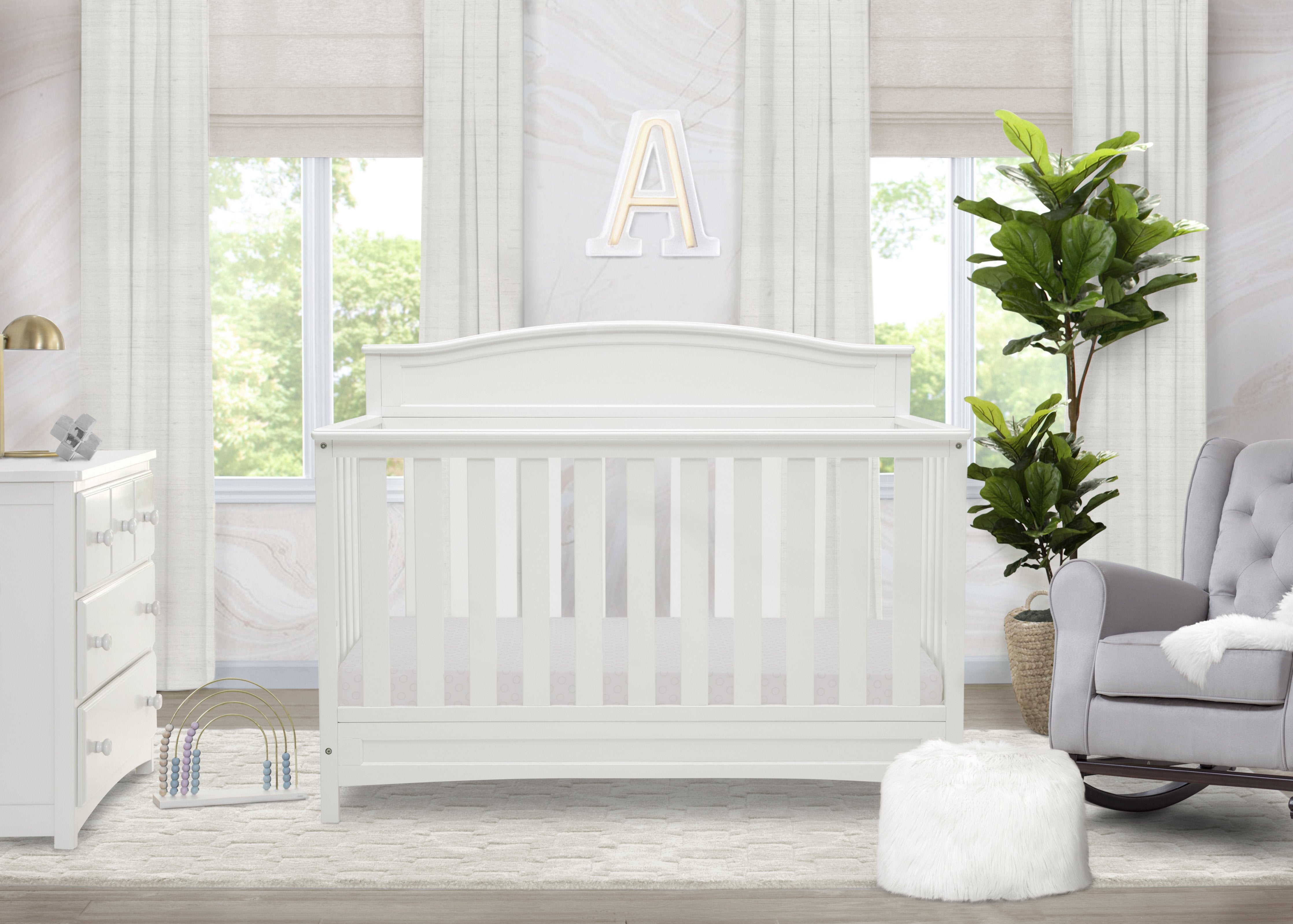 Emery Deluxe 6-in-1 Convertible Baby Crib - Toddler Bed, Daybed & Full-Size Bed - Modern Nursery Furniture for Newborns to Teens - Perfect for Small Spaces & Growing Families