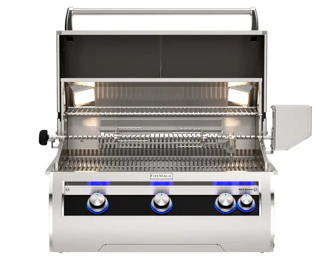 Fire Magic E660i 30-Inch 3-Burner Built-In Gas Grill with Rotisserie & Analog Thermometer - Premium Diamond Echelon Series for Outdoor Cooking, Backyard BBQs, and Patio Entertaining