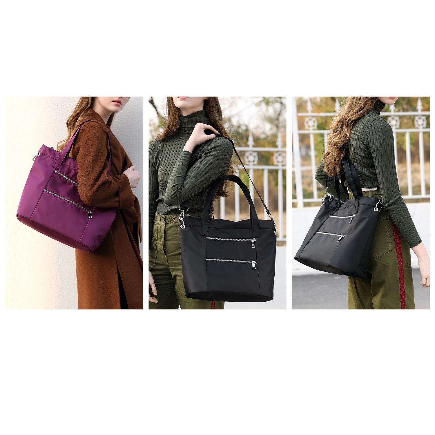 Waterproof Nylon Tote Bag for Women with Multipockets - Perfect for Work & Travel