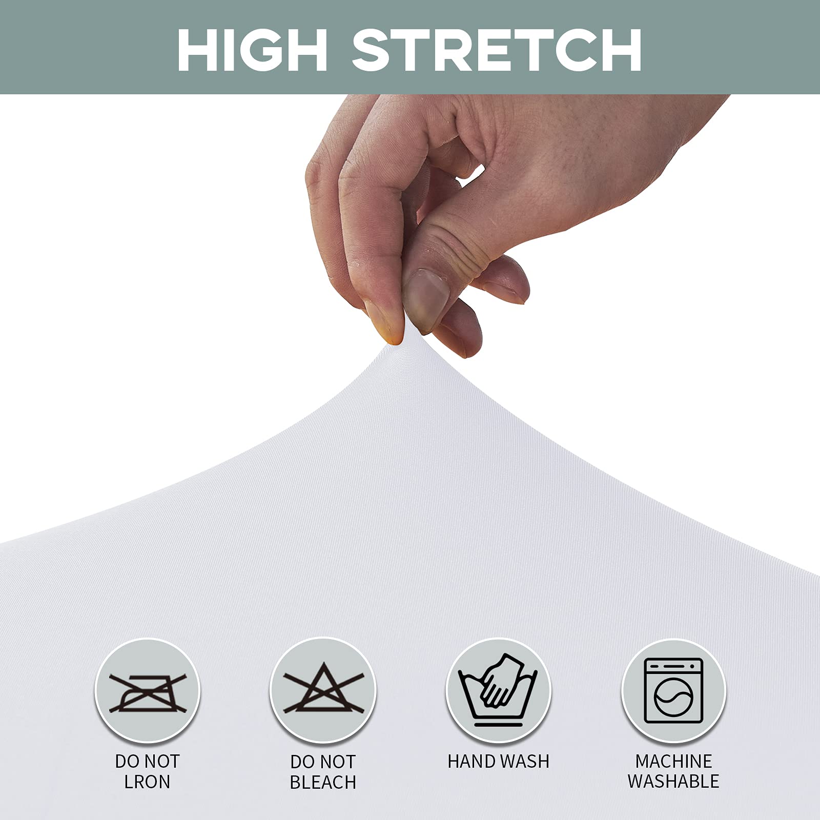 4FT Stretch Spandex Table Cover for Rectangular Tables - Elastic Fitted Tablecloth for Folding Tables, Wrinkle Resistant & Durable - Perfect for Parties, Weddings, Banquets, Events & Home Decor (White)