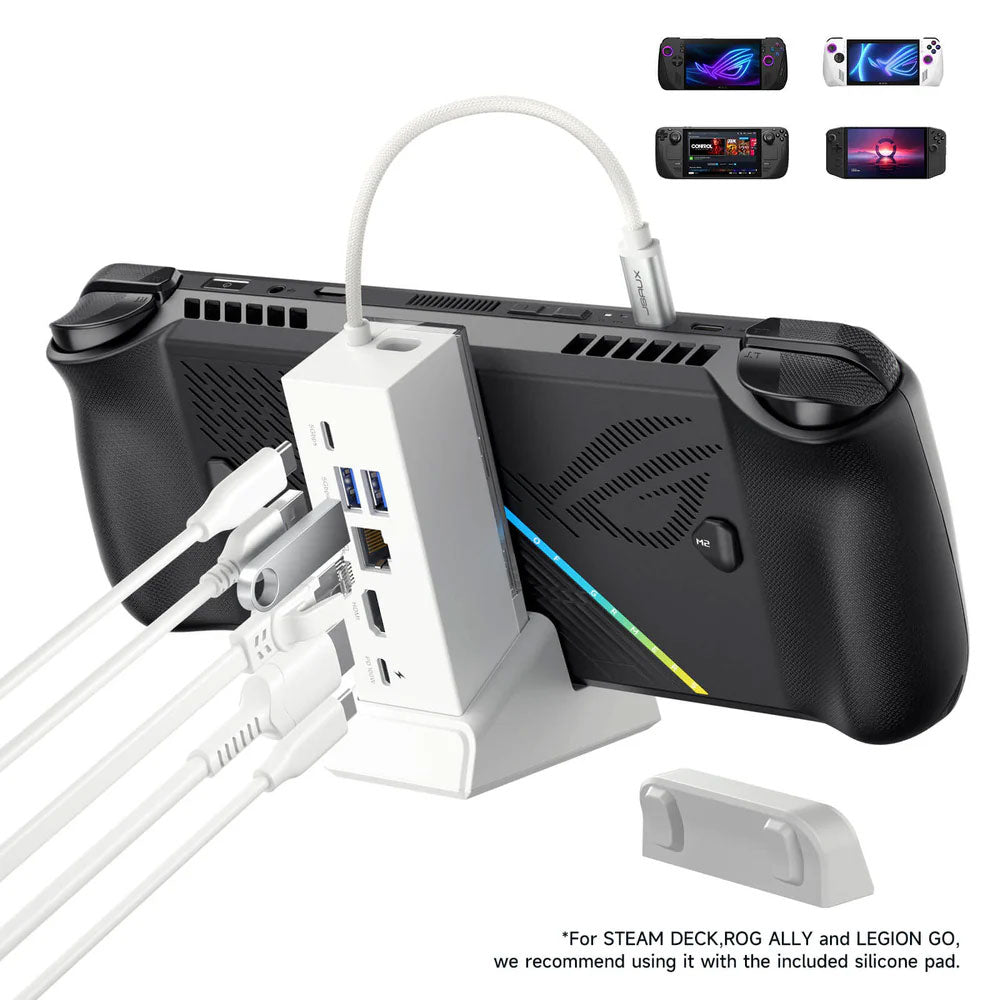 JSAUX 6-in-1 USB C Hub with HDMI, USB 3.0, SD/TF Card Reader - White | Compact Docking Station for MacBook Pro/Air, iPad, Chromebook | Perfect for Home Office, Travel & Multi-Screen Setup