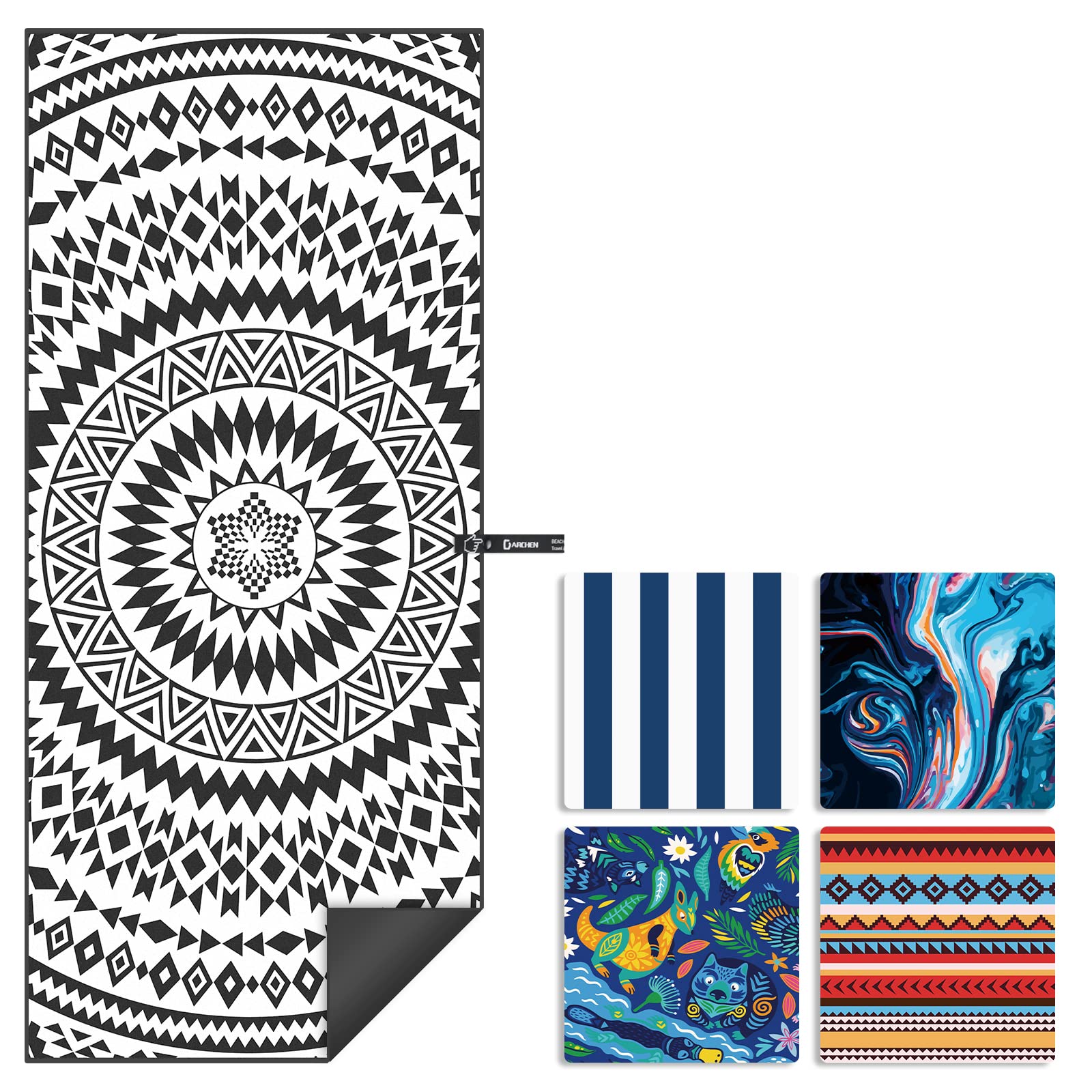 **DARCHEN Oversized Quick Dry Microfiber Beach Towel - Extra Large XL 70x35 & Large 63x31.5 - Sand Free, Lightweight & Compact Travel Towel for Swimming Pool, Beach, Yoga, Gym (1 or 4 Pack) - Perfect for Adults & Kids**