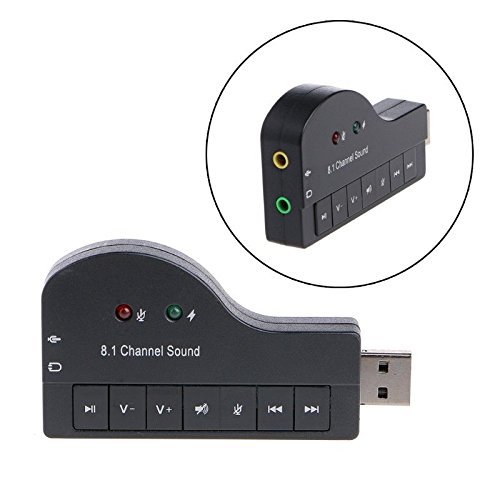 Technotech 8.1 Channel USB Sound Card Adapter - 3D Audio Converter for Windows & Linux (Black) | Perfect for Gaming, Music Production & Home Theater Systems