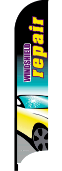 Feather Flag Banner with Windshield Repair Design - Durable Outdoor Advertising for Car Repair Shops, Auto Detailing & Mobile Services