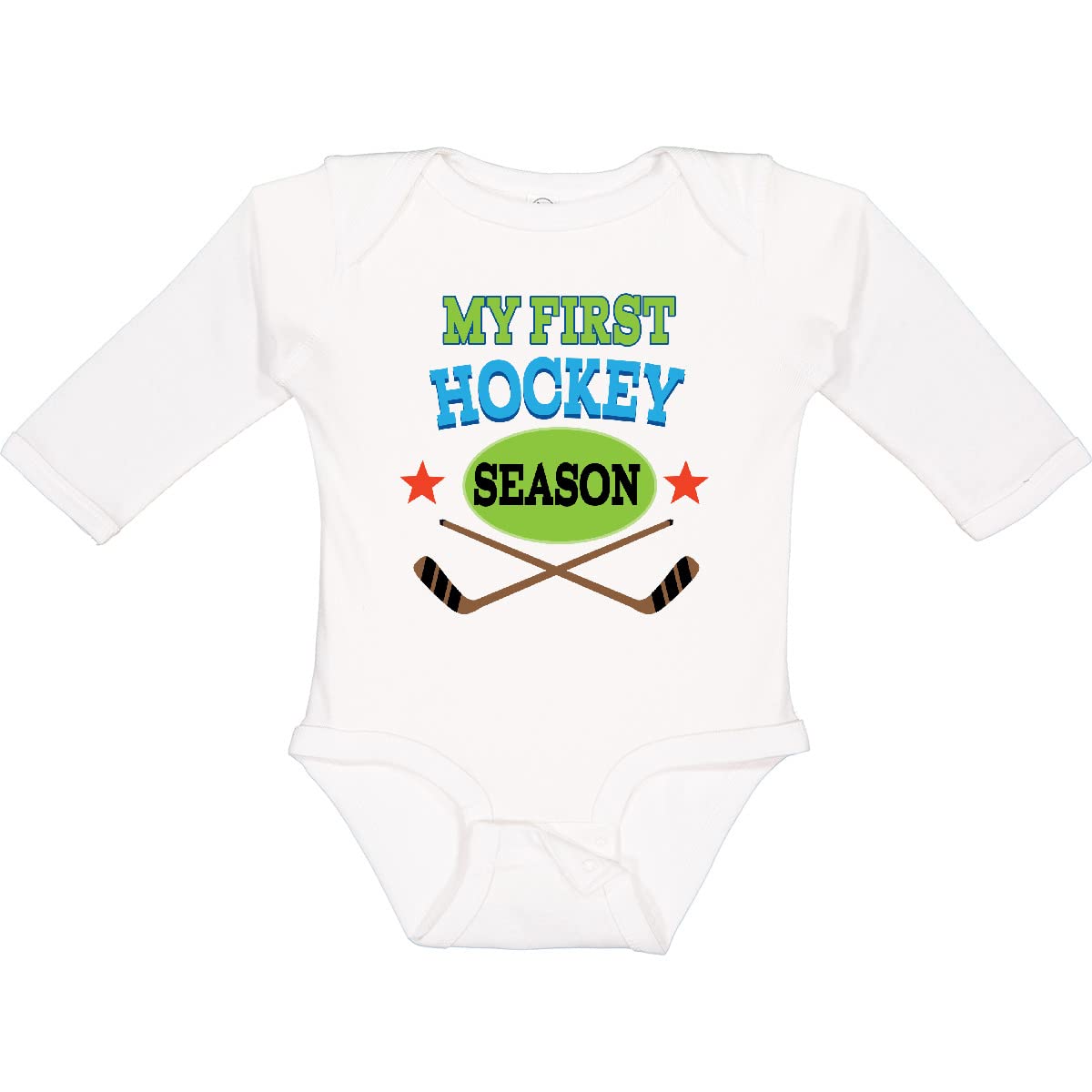 Inktastic My First Hockey Season Long Sleeve Baby Bodysuit - Soft Cotton Creeper for Newborns & Infants - Perfect Hockey Fan Gift & Game Day Outfit
