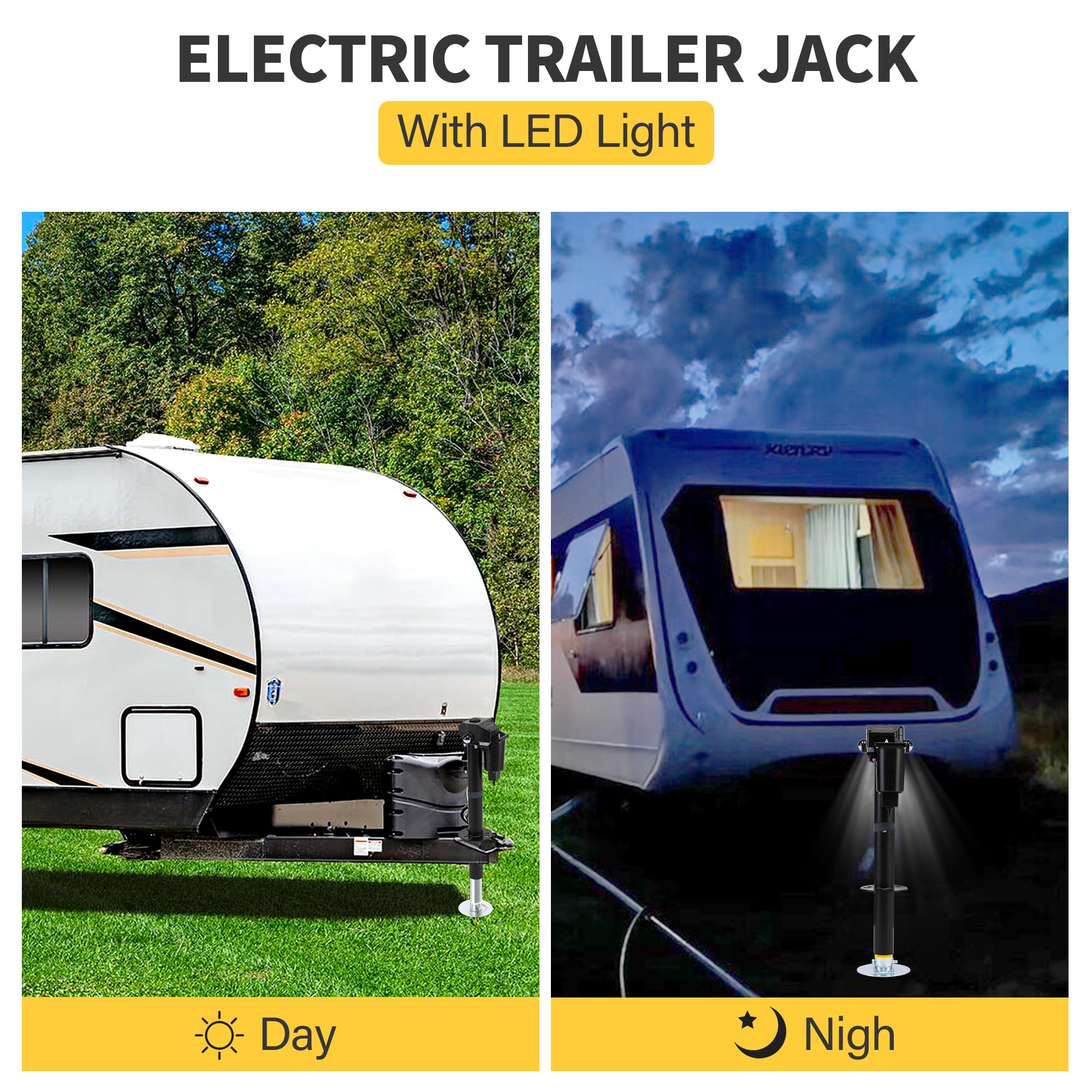 12V Electric A-Frame Trailer Tongue Jack with 7-Way Plug - 3500lb Lift Capacity, 18