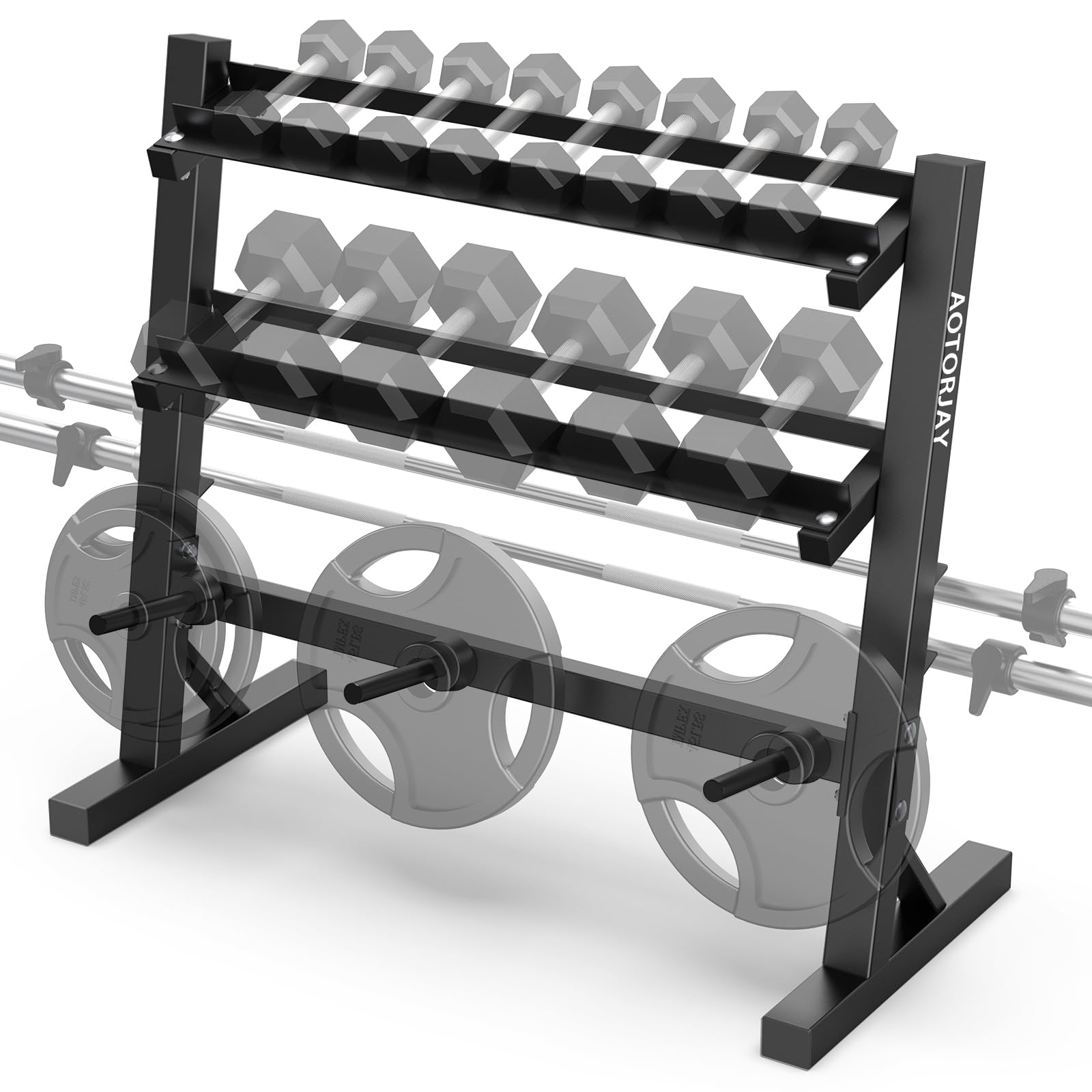 Heavy Duty Dumbbell Rack for Home Gym - 3-Tier Weight Storage Organizer for Dumbbells & Kettlebells - Space Saving Fitness Equipment for Garage, Basement or Home Workout Room
