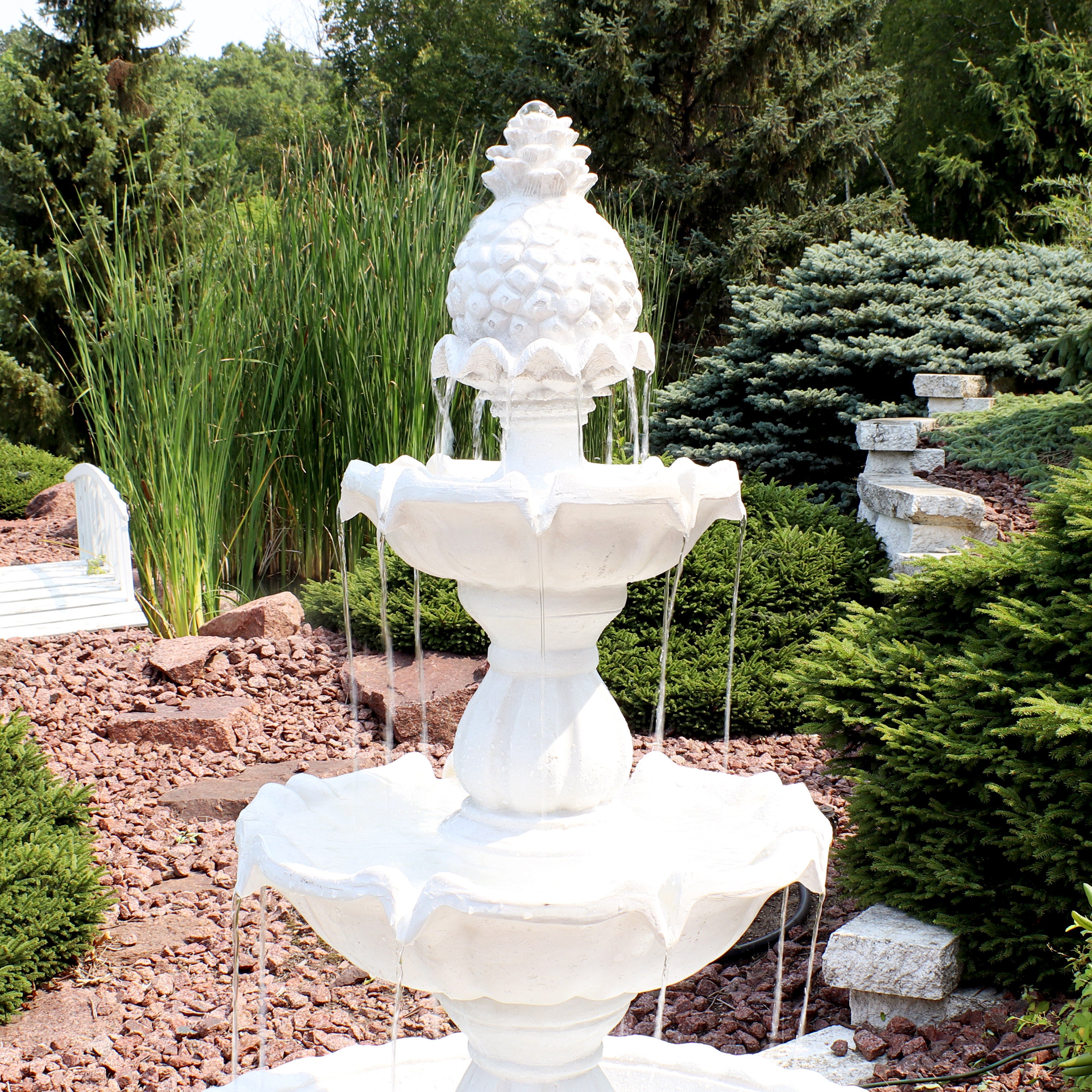 Sunnydaze 3-Tier Outdoor Water Fountain for Garden - Relaxing Garden Decor with Cascading Waterfall - Perfect for Patio, Yard, and Backyard Landscaping