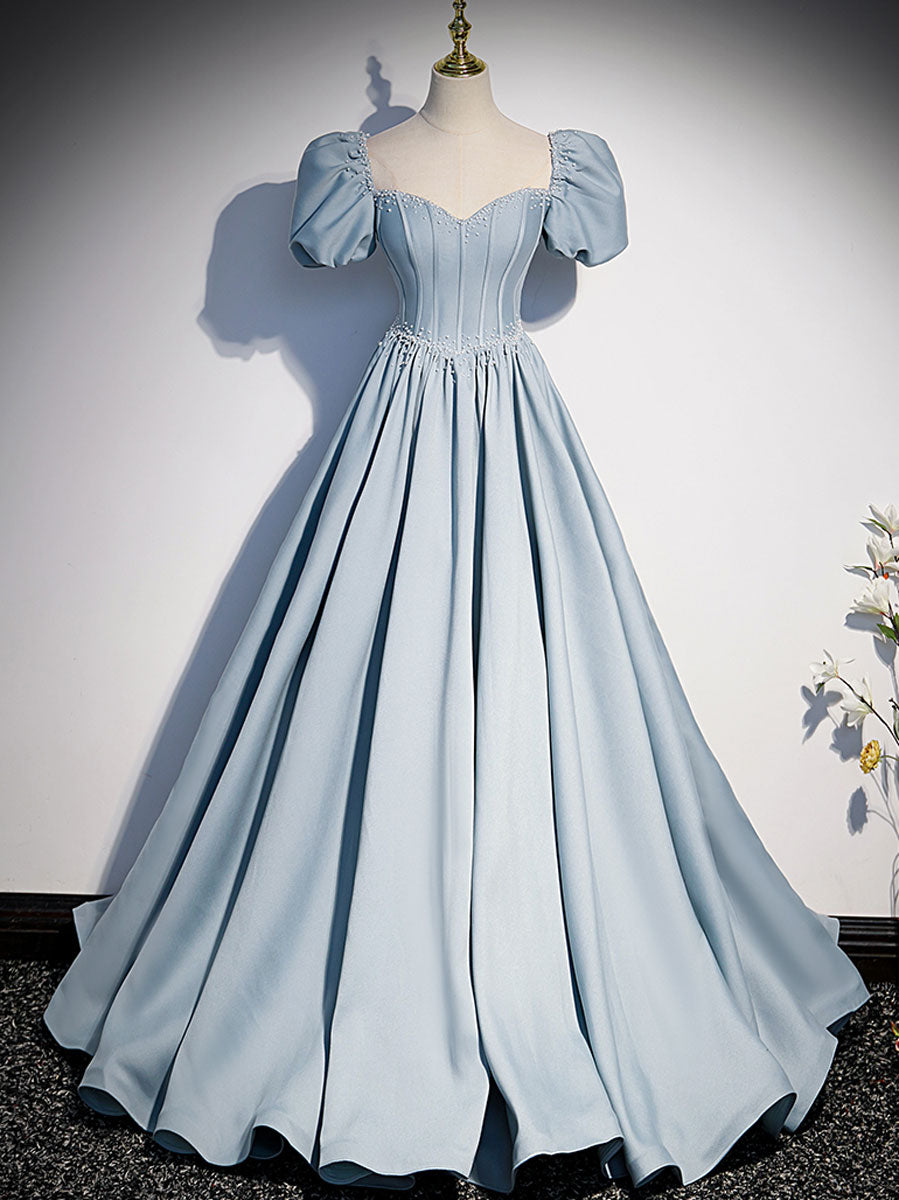 Light Blue Satin Long Prom Dress for Women - Elegant Sweet 16 Formal Gown - Perfect for Homecoming, Quinceañera & Evening Parties